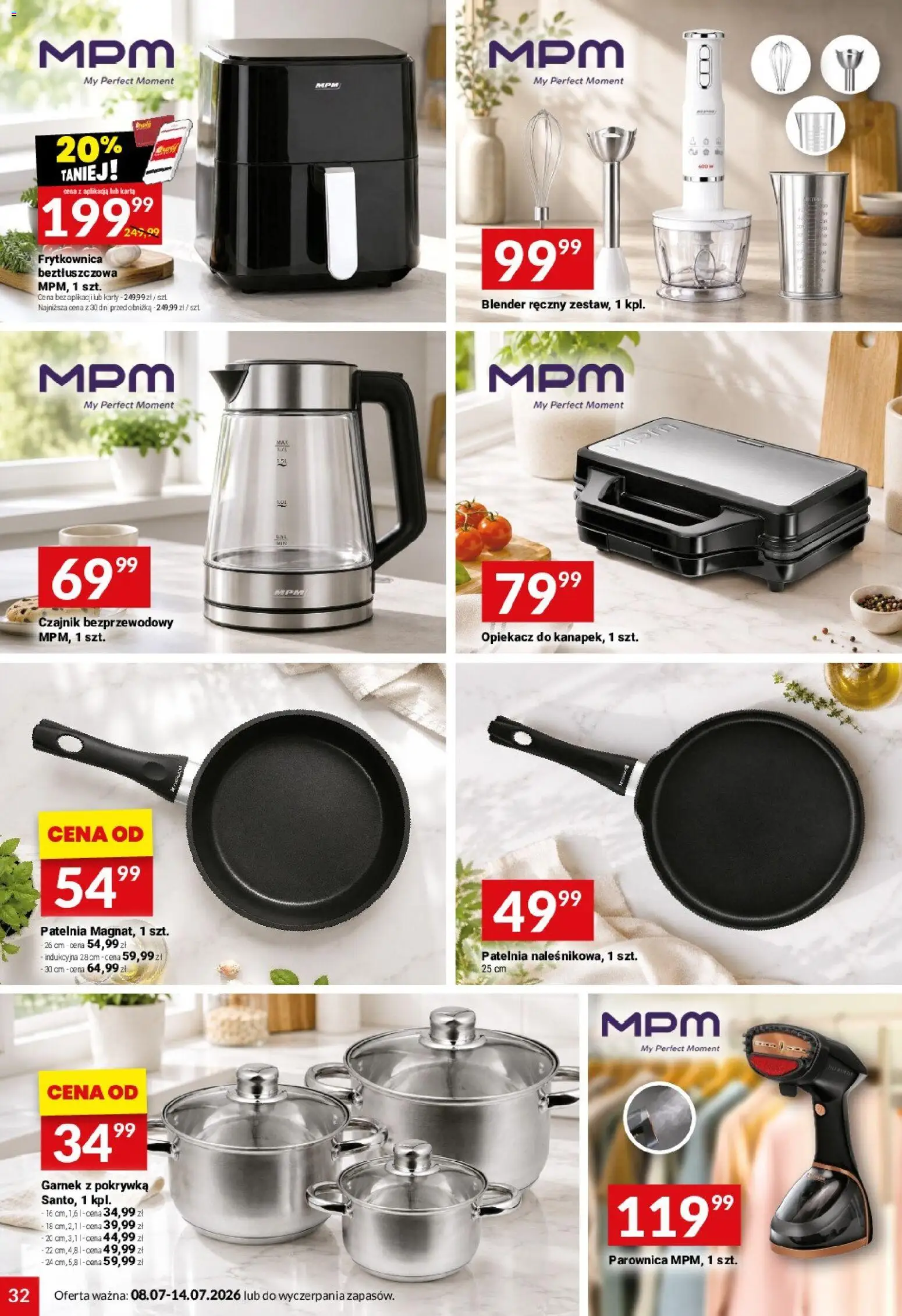 Twój Market gazetka od 08.07.2026 | Strona: 32 | Produkty: Blender ręczny, Opiekacz, Garnek, Blender