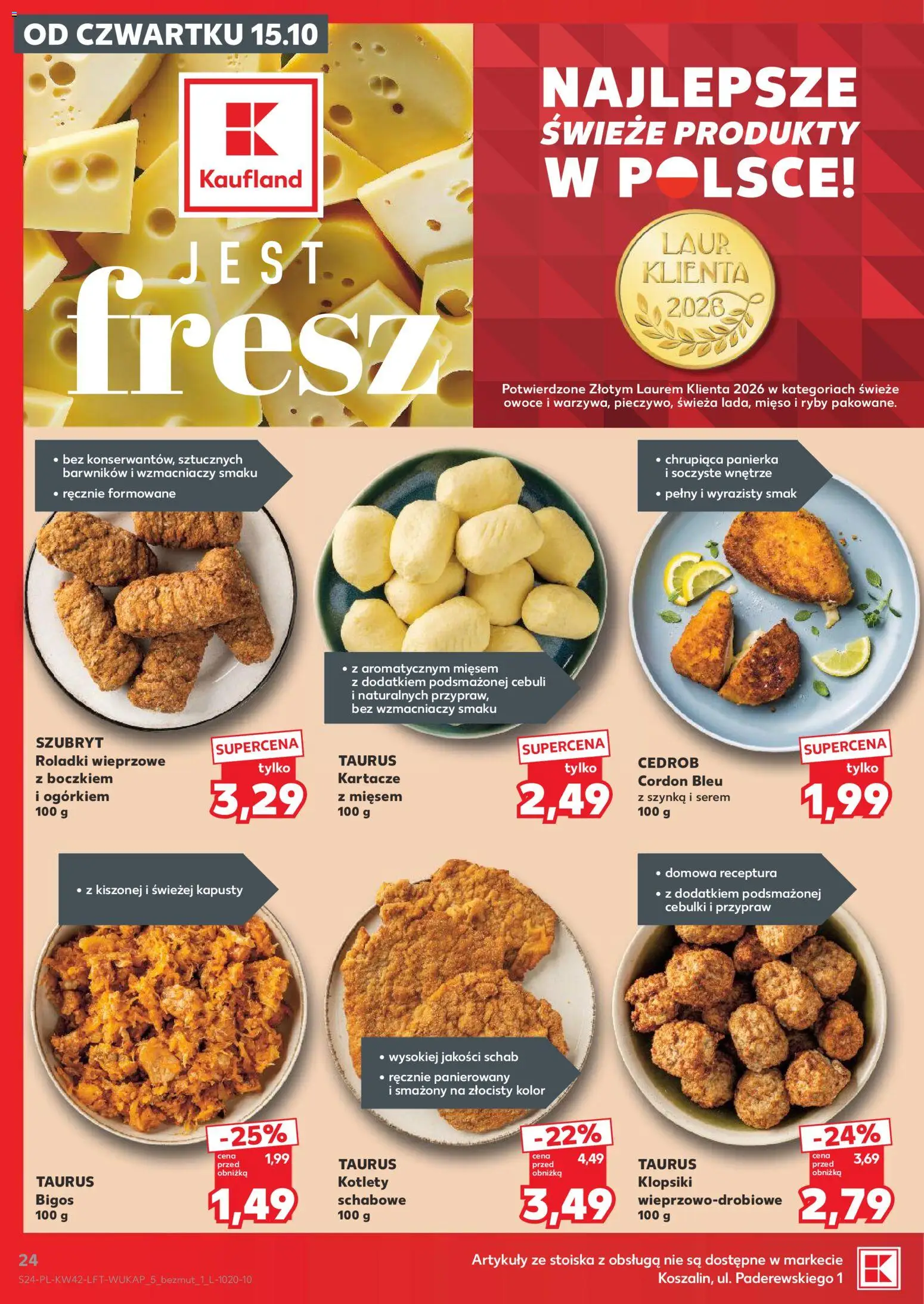 Kaufland Polsko leták - Jest fresz od 15.10.2026 | Strana: 24 | Produkty: Cordon Bleu, Ryby