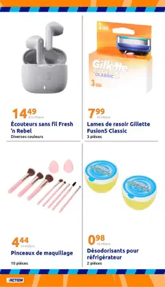 Action - Prévisualisation de Action catalogue  valide à partir de 06.05.2026 | Page: 25 | Produits: Écouteurs, Réfrigérateur, Rasoir, Maquillage