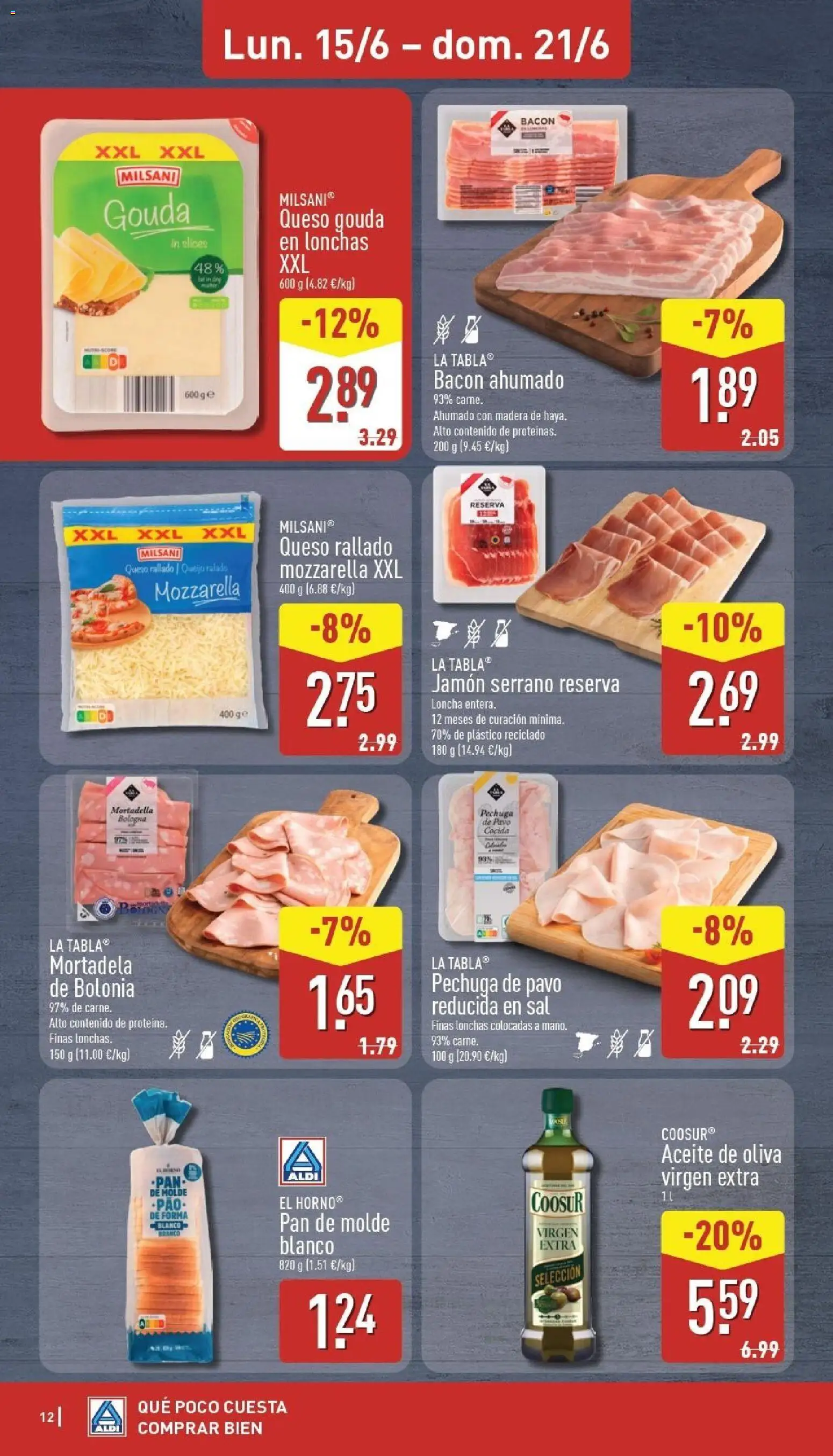 Aldi folleto Canarias │ válido desde el 15.06.2026 | Página: 12 | Productos: Queso, Aceite, Pan, Aceite de oliva