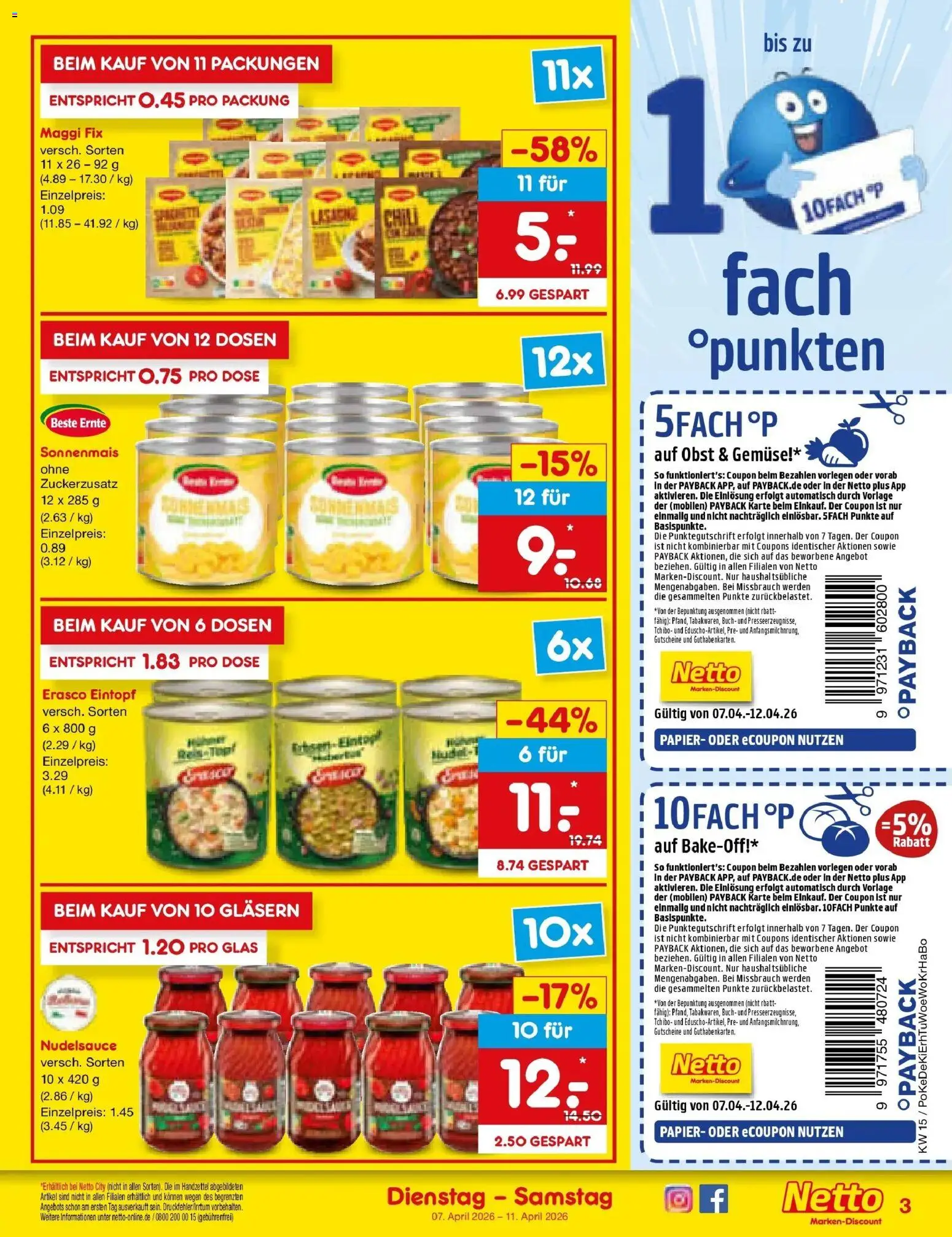 Netto Marken-Discount Prospekt München	 – gültig ab 07.04.2026 | Seite: 3 | Produkte: Maggi, Gemüse, Obst, Maggi fix