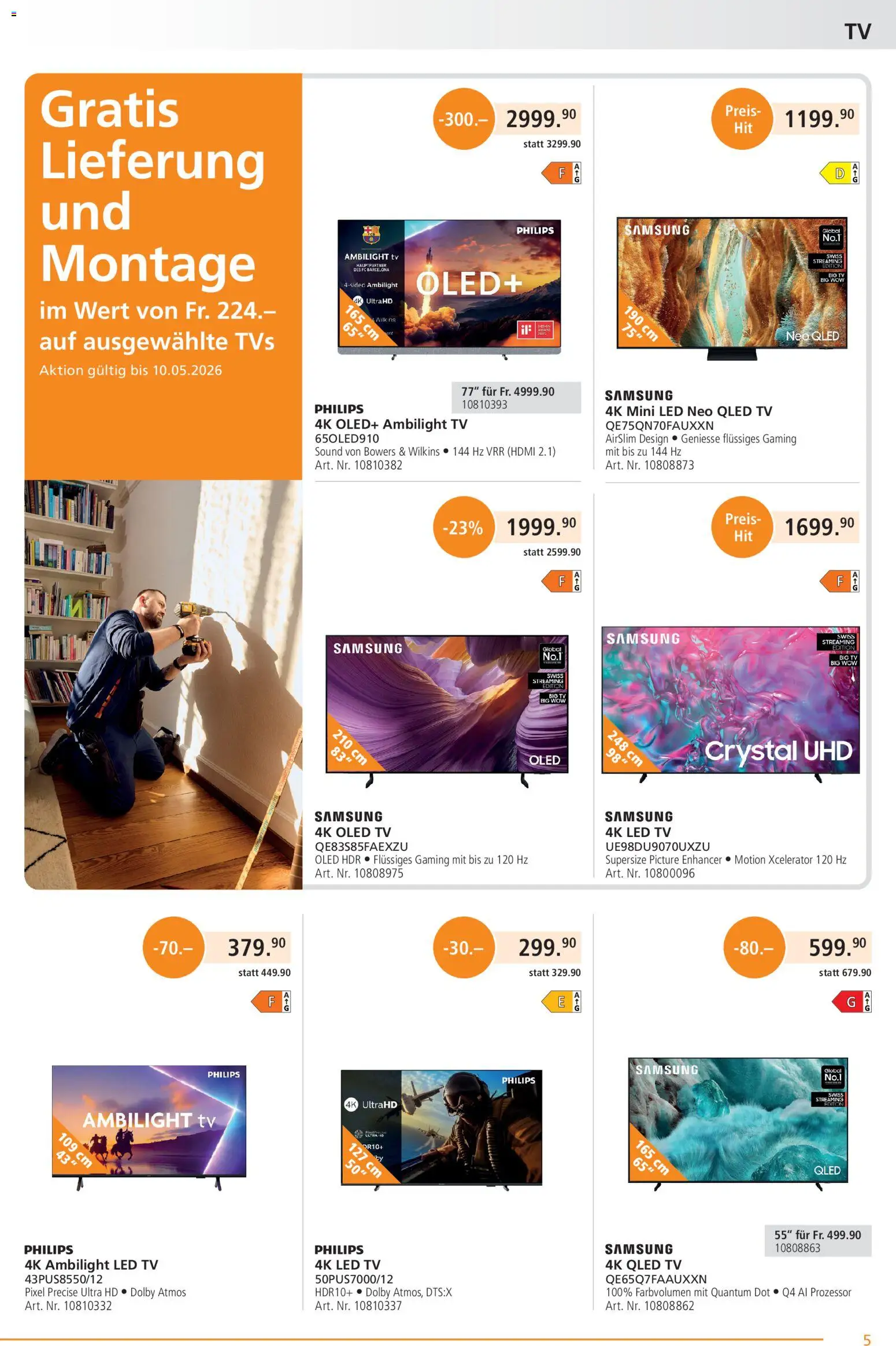 Fust aktionen – gültig ab 01.05.2026 | Seite: 5 | Produkte: TV, Samsung, Philips