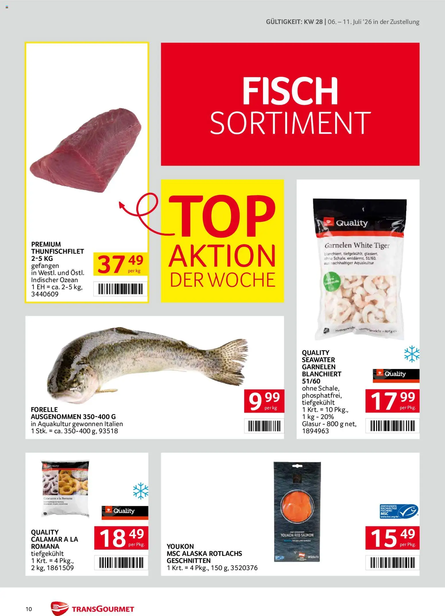 Transgourmet Zustellaktion gültig ab 06.07.2026 | Seite: 10 | Produkte: Gewicht, Fisch