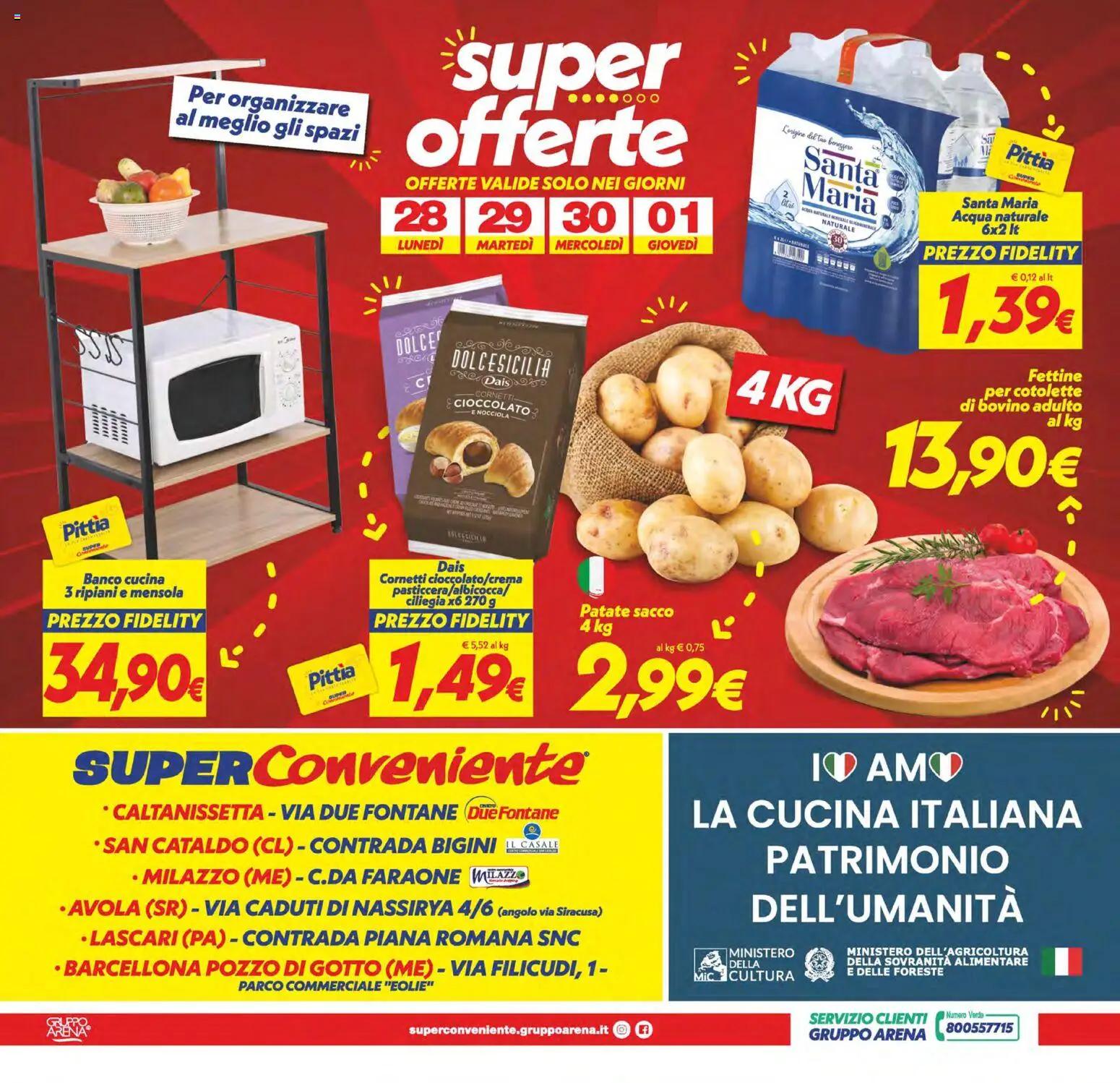 Volantino SuperConveniente del 22/09/2026 | Pagina: 28 | Prodotti: Bovino, Cioccolato, Patate, Mensola
