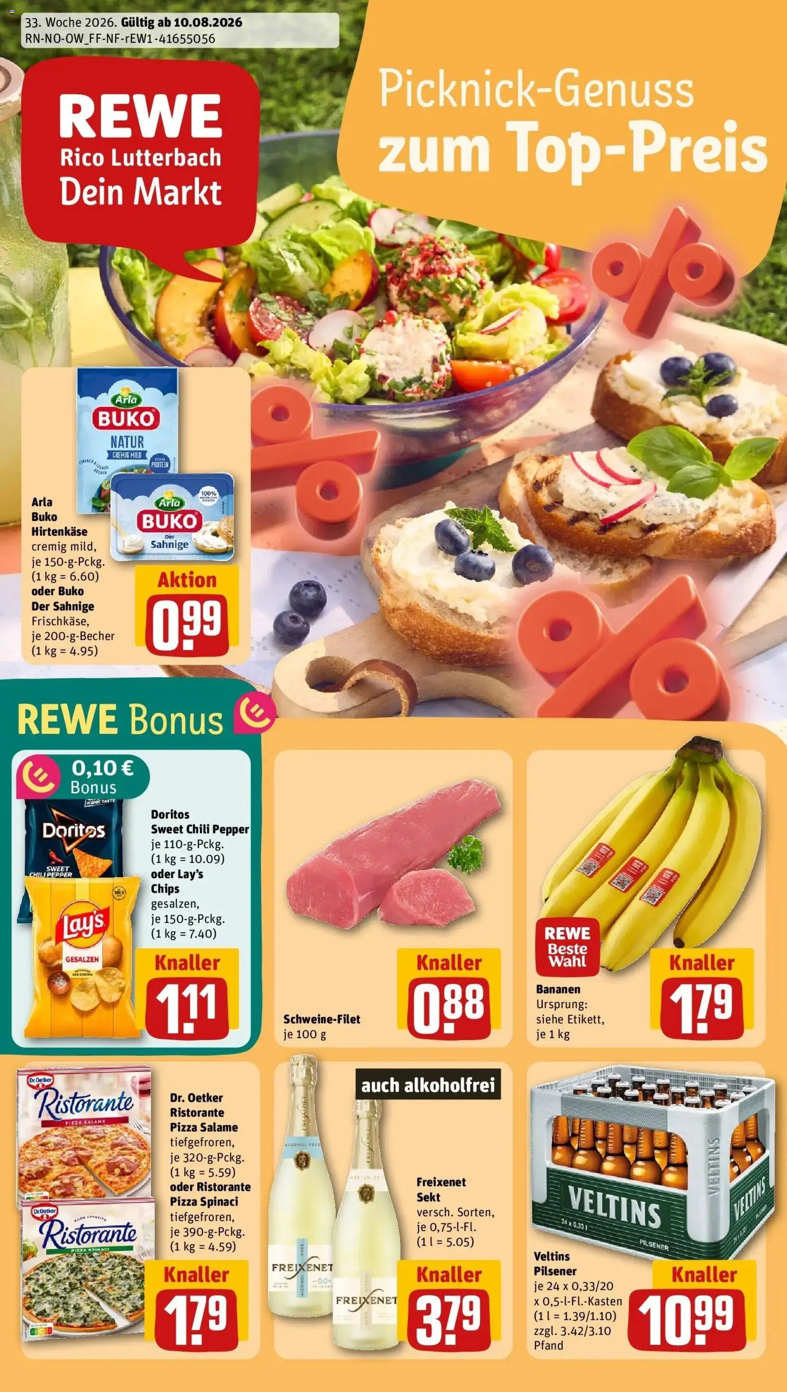 REWE Prospekt ab 10.08.2026 zum Blättern » Angebote | Seite: 1 | Produkte: Freixenet, Sekt, Chili, Chips