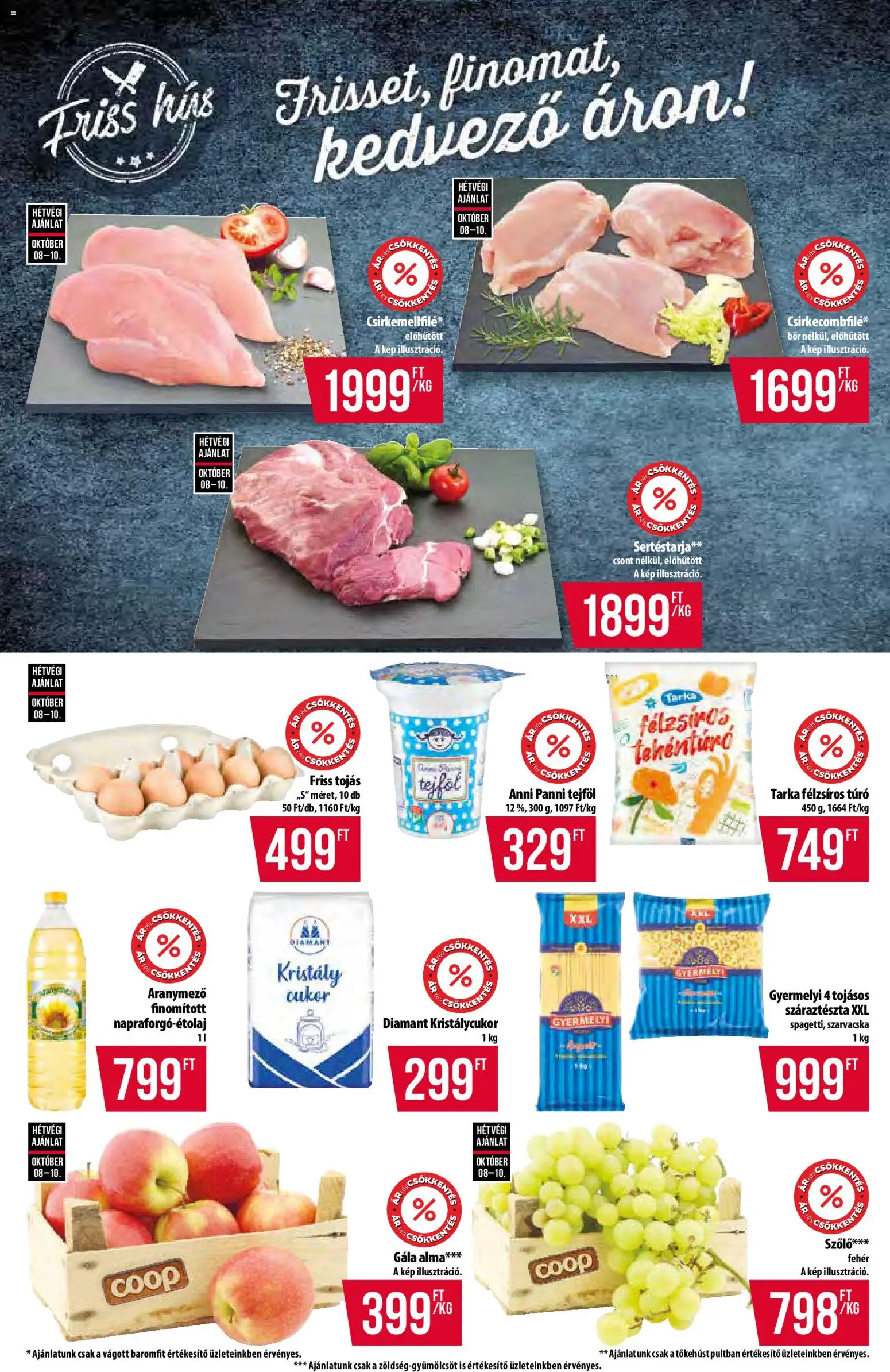 COOP akciós ujság - amely érvényes a következő dátumtól: 2026.10.08. | Oldal: 3 | Termékek: Kristálycukor, Tejföl, Száraztészta, Szarvacska
