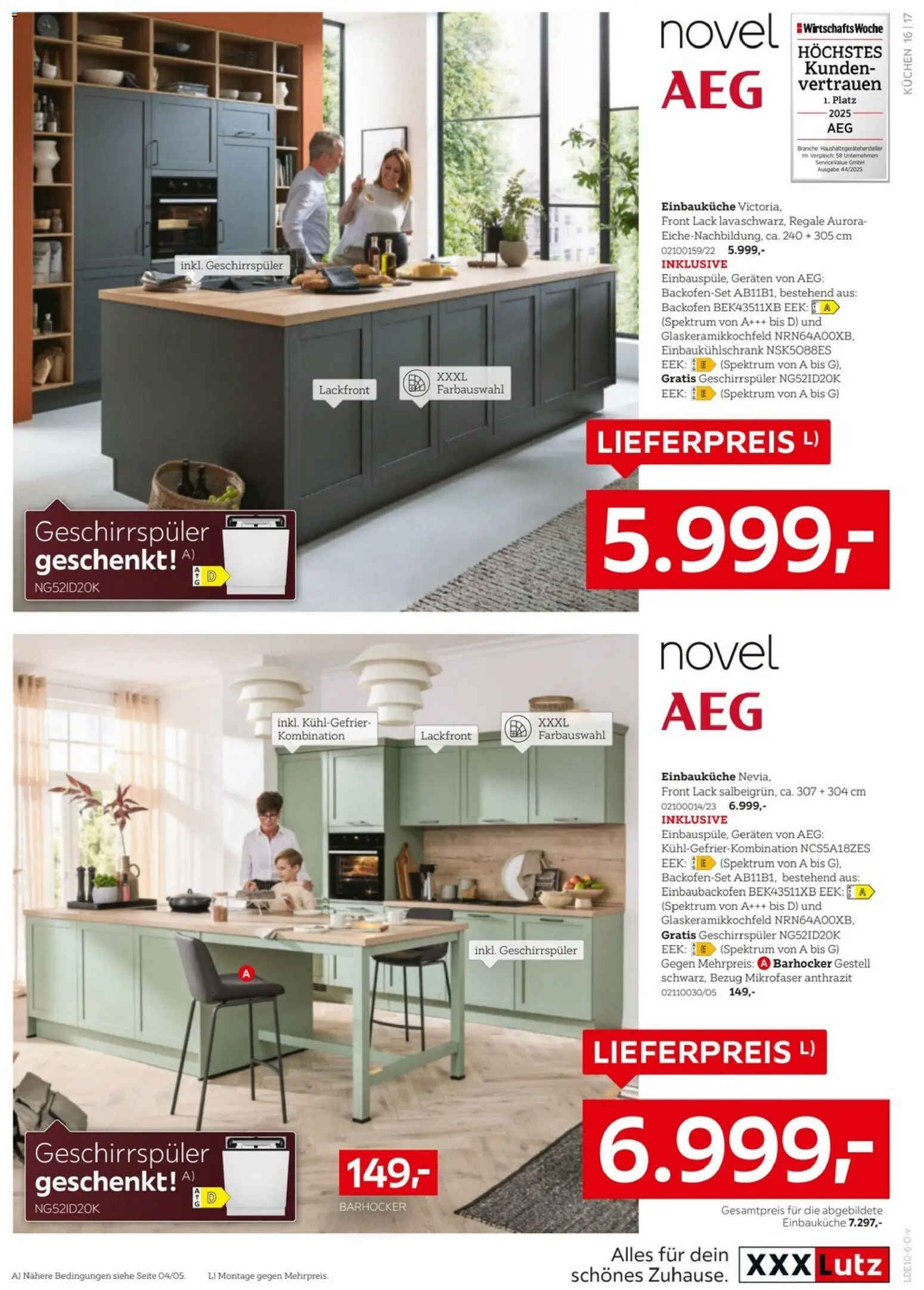 XXXLutz Nr. 1 bei Küchen – gültig ab 26.09.2026 | Seite: 17 | Produkte: Geschirrspüler, Einbauküche, Barhocker, Backofen