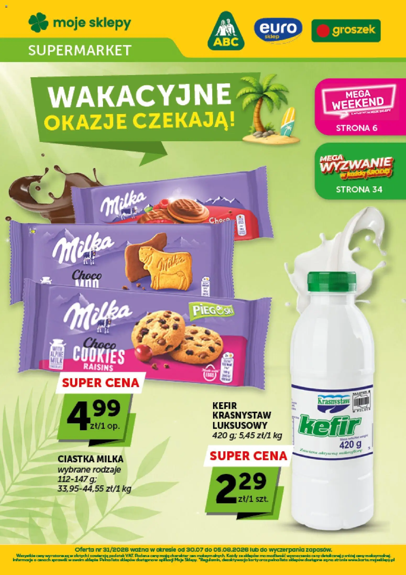 Euro Sklep gazetka od 30.07.2026 | Strona: 1 | Produkty: Groszek, Kefir, Milka, Ciastka