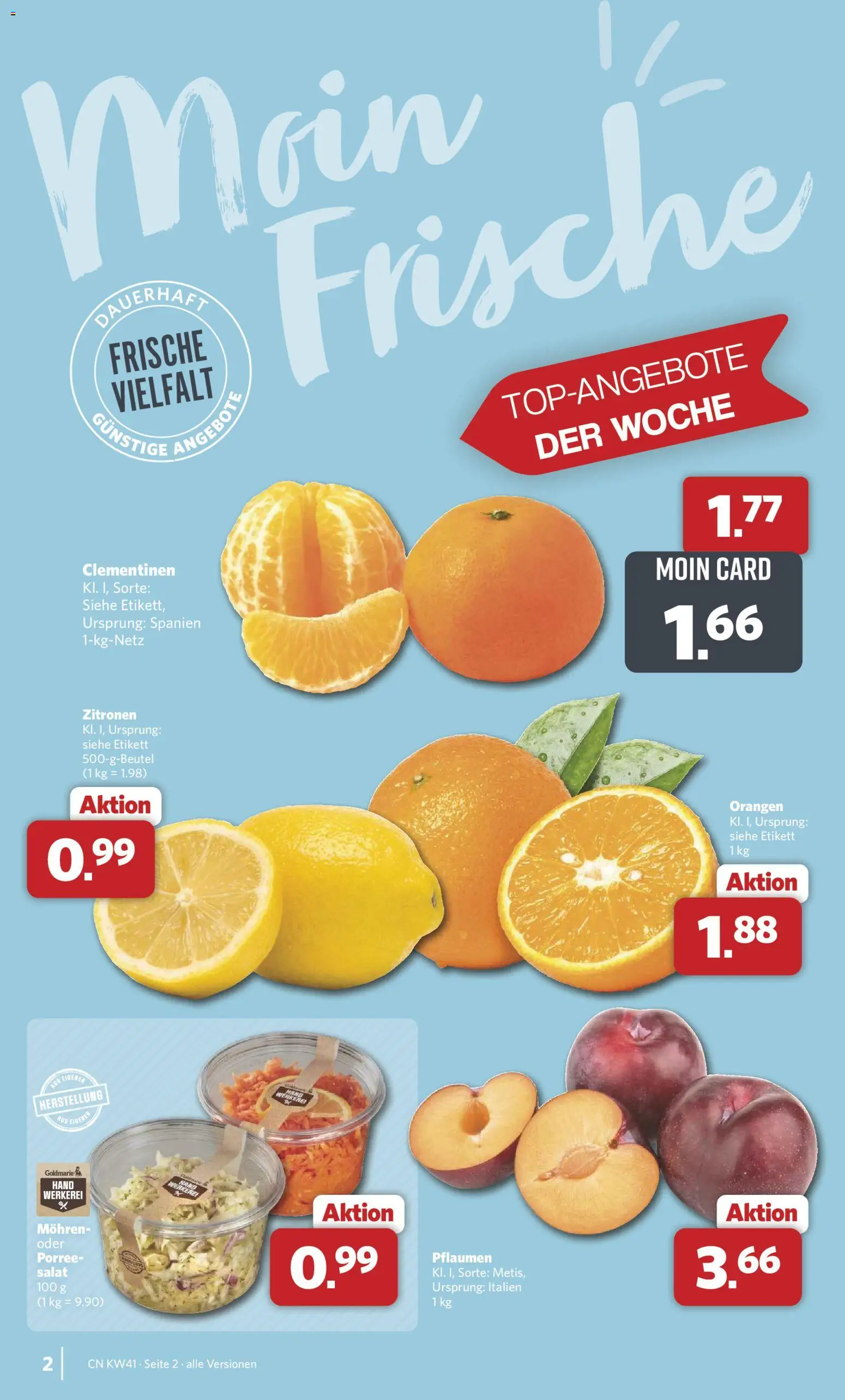 Combi Prospekt – gültig ab 05.10.2026 | Seite: 2 | Produkte: Pflaumen, Orangen, Mohren, Salat