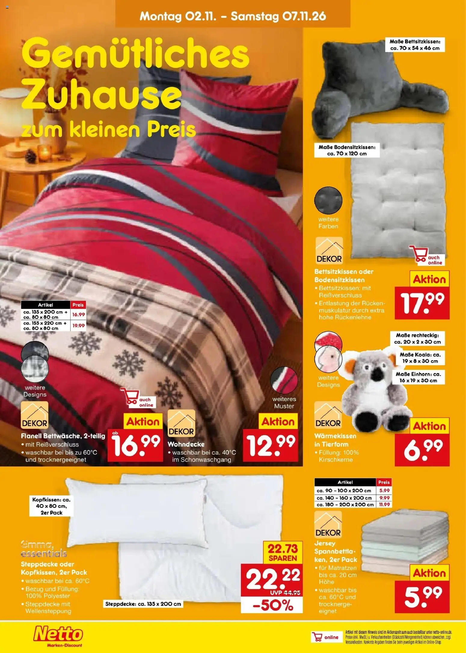Netto Marken-Discount Prospekt Nürnberg (ab 02.11.2026) » Angebote | Seite: 36 | Produkte: Kopfkissen