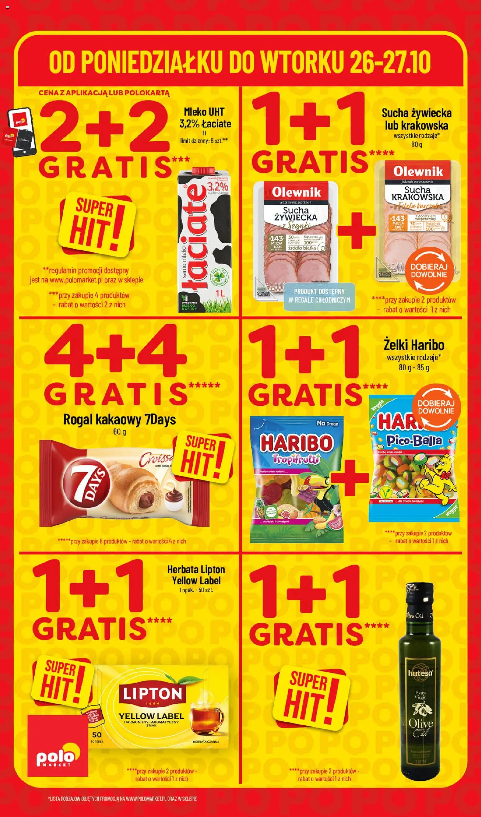 Nowa POLOmarket gazetka od jutra 26.10.2026 | Strona: 2 | Produkty: 7days, Mleko, Mleko UHT, Herbata