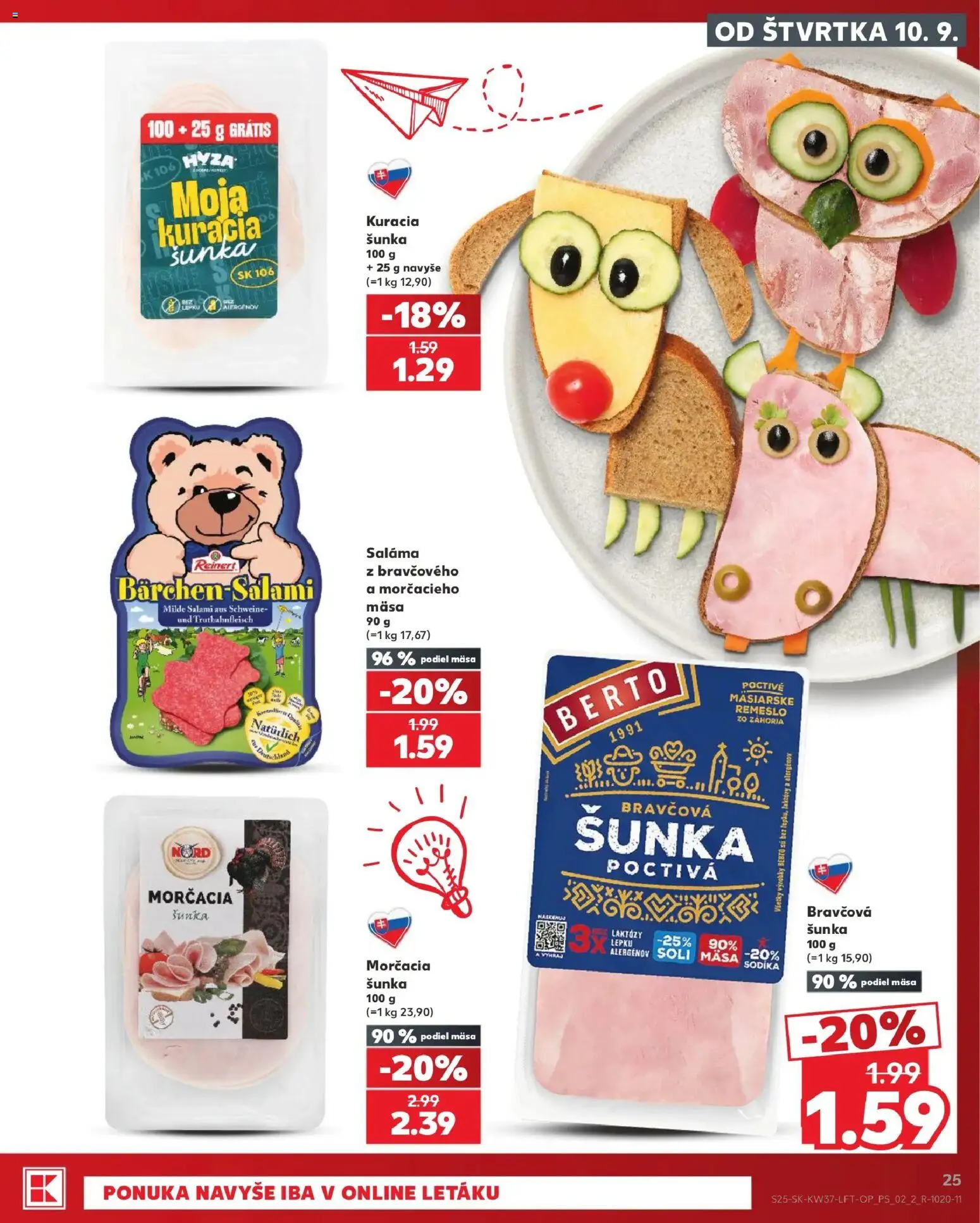 Nové Kaufland akcie – leták je platný od 10.09.2026 | Strana: 25 | Produkty: Saláma, Šunka, Kuracia šunka