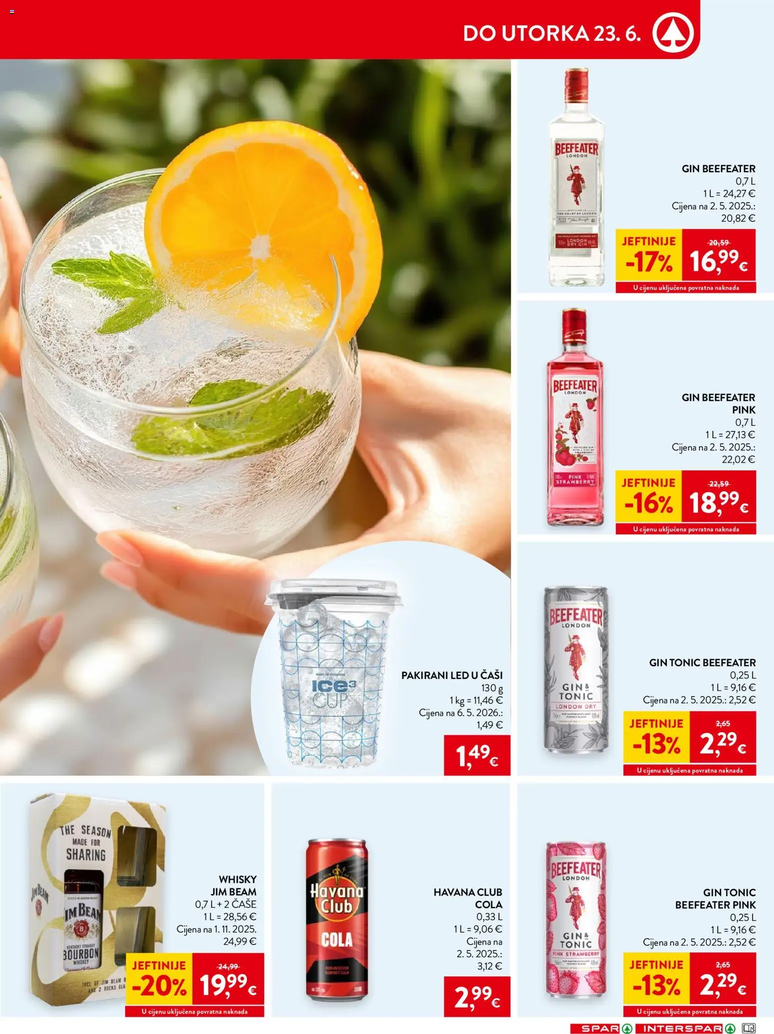 Spar katalog | vrijedi od 17.06.2026 | Stranica: 27 | Proizvodi: Gin, Whisky, Čaše, Tonic