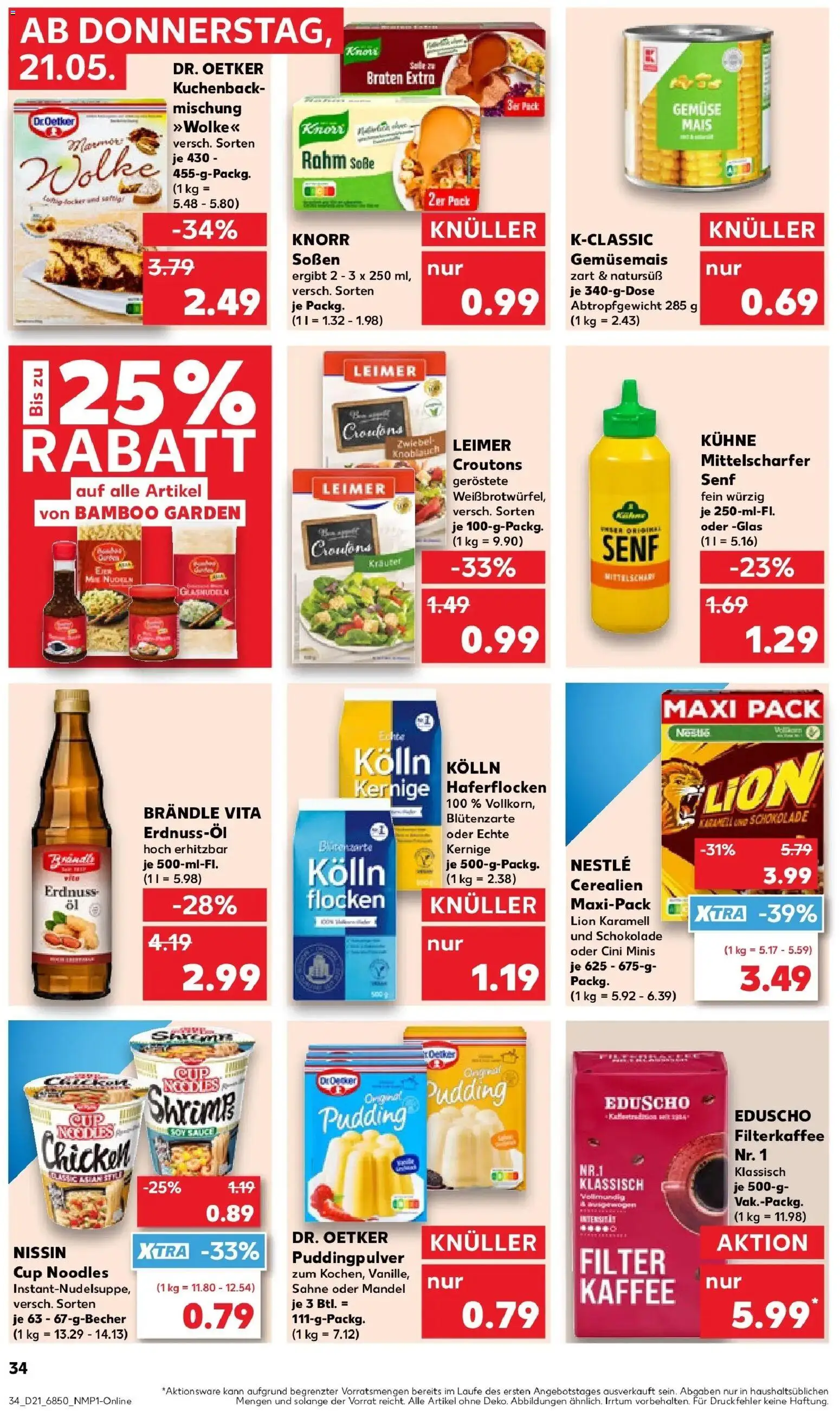 Kaufland Prospekt Dillingen An Der Donau – gültig ab 21.05.2026 | Seite: 34 | Produkte: Schokolade, Knorr, Knoblauch, Eduscho