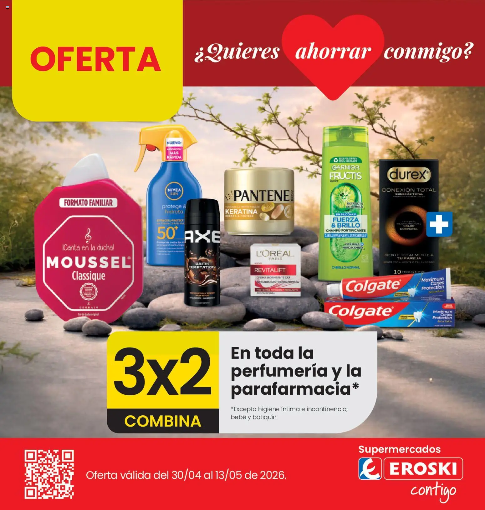 Eroski 3x2 En toda la perfumería y la parafarmacia │ válido desde el 30.04.2026 | Página: 1