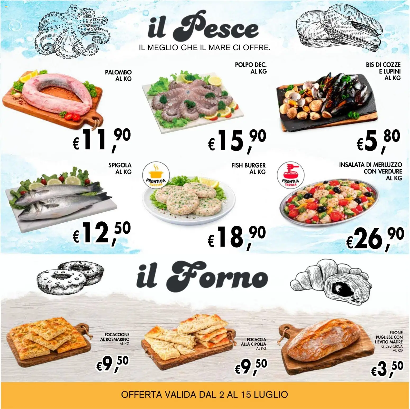 Volantino Coal del 02/07/2026 | Pagina: 8 | Prodotti: Focaccia, Insalata, Verdure, Spigola