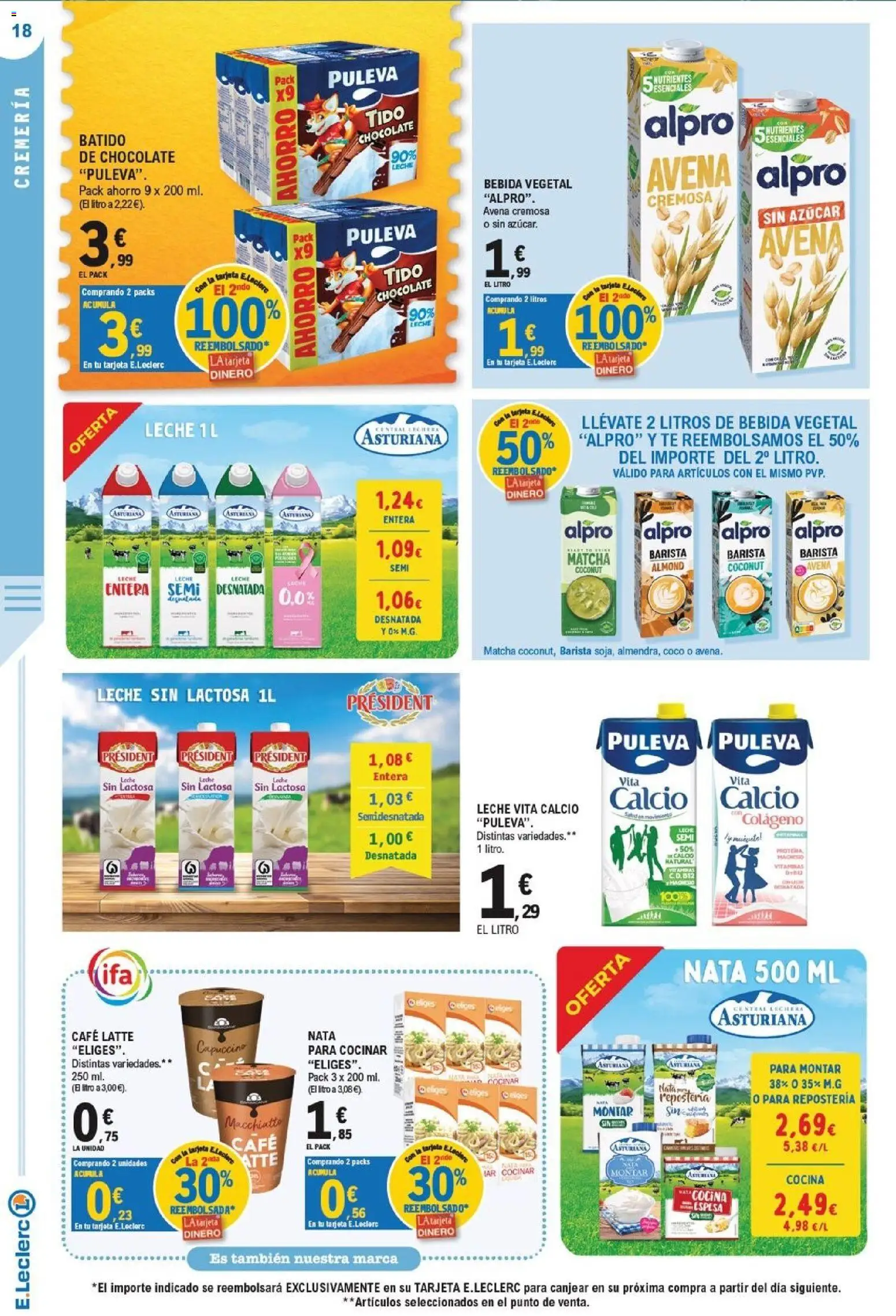 E.Leclerc - Ciudad Real │ válido desde el 23/09/2026 | Página: 18 | Productos: Leche sin lactosa, Leche, Café, Té