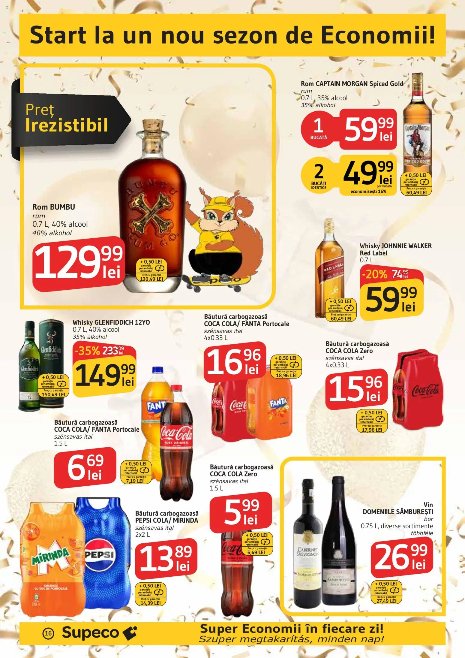 Noul catalog Supeco – valabil de la 03.09.2026 | Pagină: 16 | Produse: Fanta, Pepsi, Cola, Rom