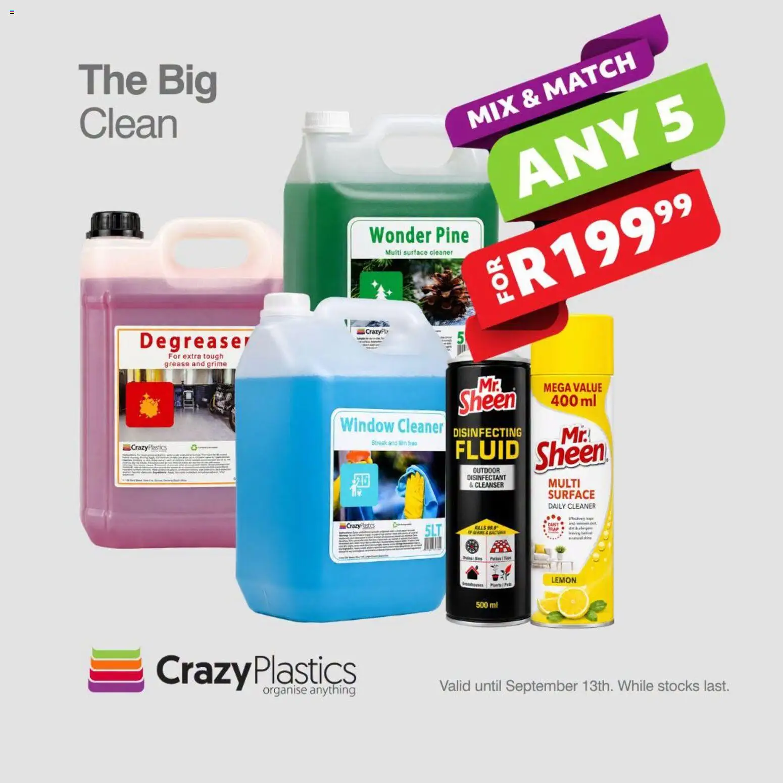New Crazy Plastics catalogue – valid from 25/08/2026 | Page: 2 | Products: Disinfectant, Surface cleaner, Degreaser, Lemon