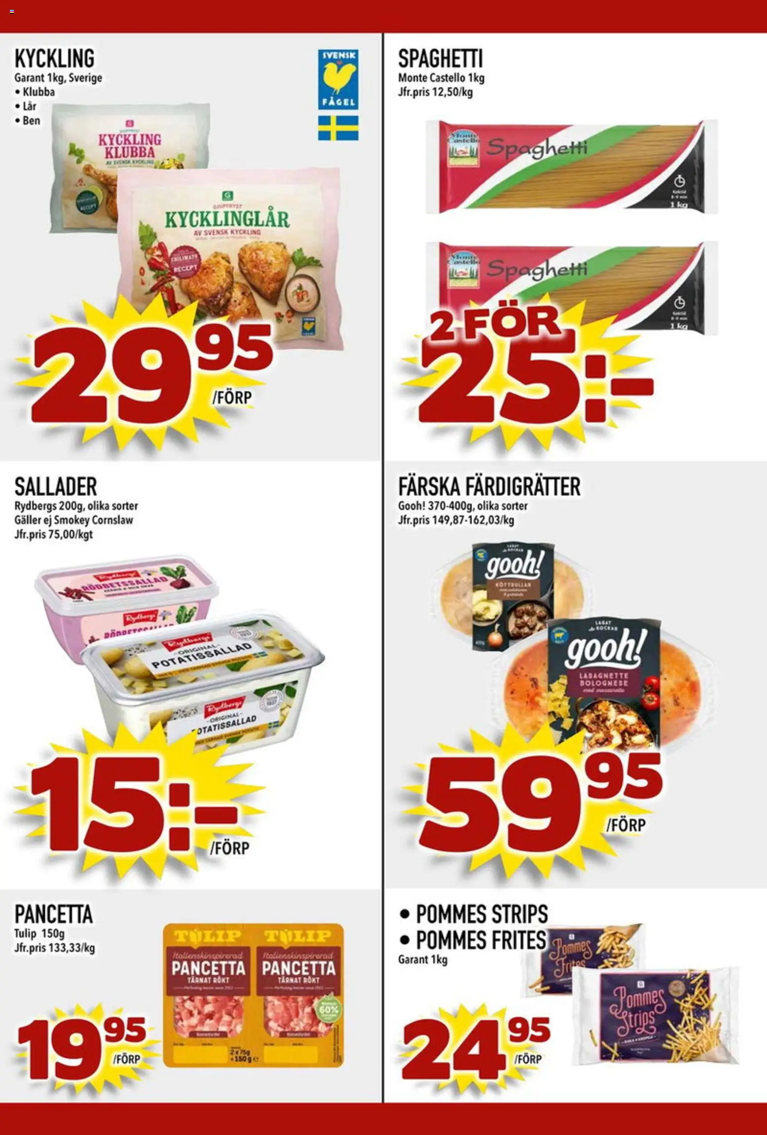 Din Mat reklamblad aktuell från 04.05.2026 | Sida: 5 | Produkter: Potatissallad, Galler, Spaghetti, Pommes frites
