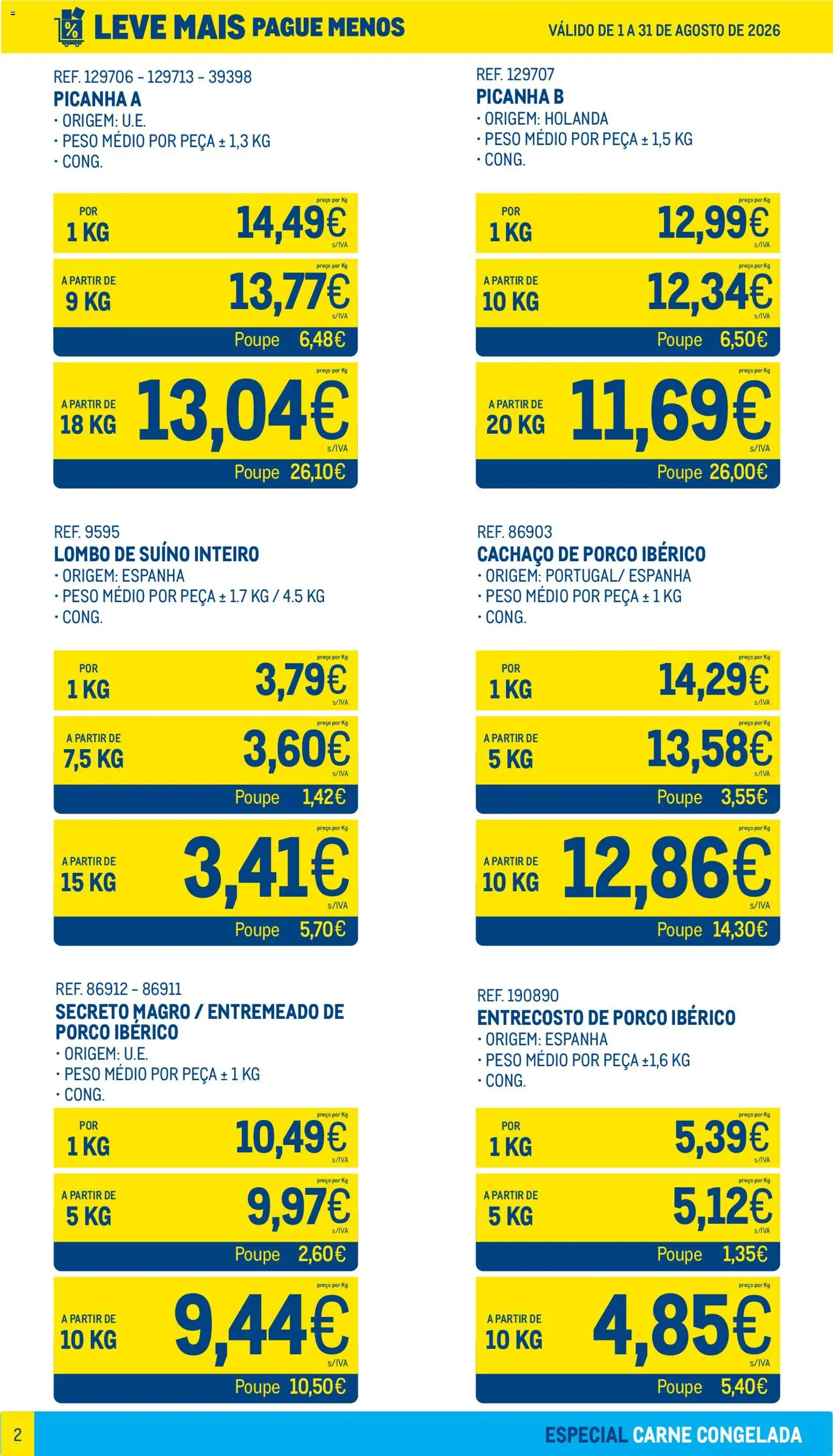 Makro Leve Mais Pague Menos - Carne Congelada │ válido de 01/08/2026 | Página: 2 | Produtos: Lombo, Carne