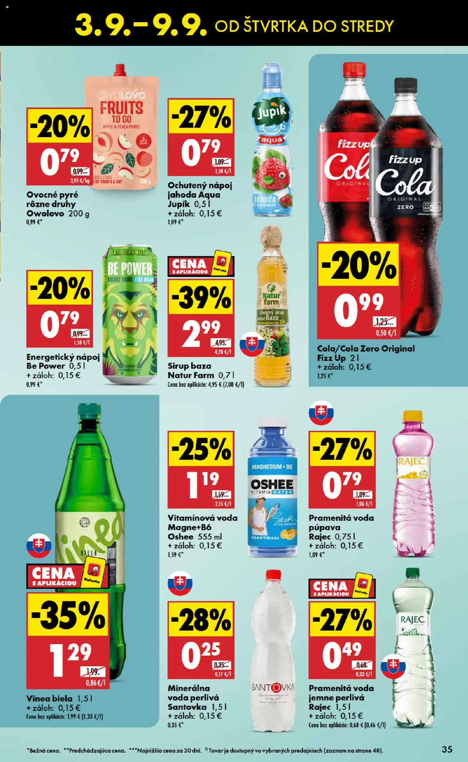 Nové Biedronka akcie – leták je platný od 03.09.2026 | Strana: 35 | Produkty: Pramenitá voda, Voda, Energetický nápoj, Vinea
