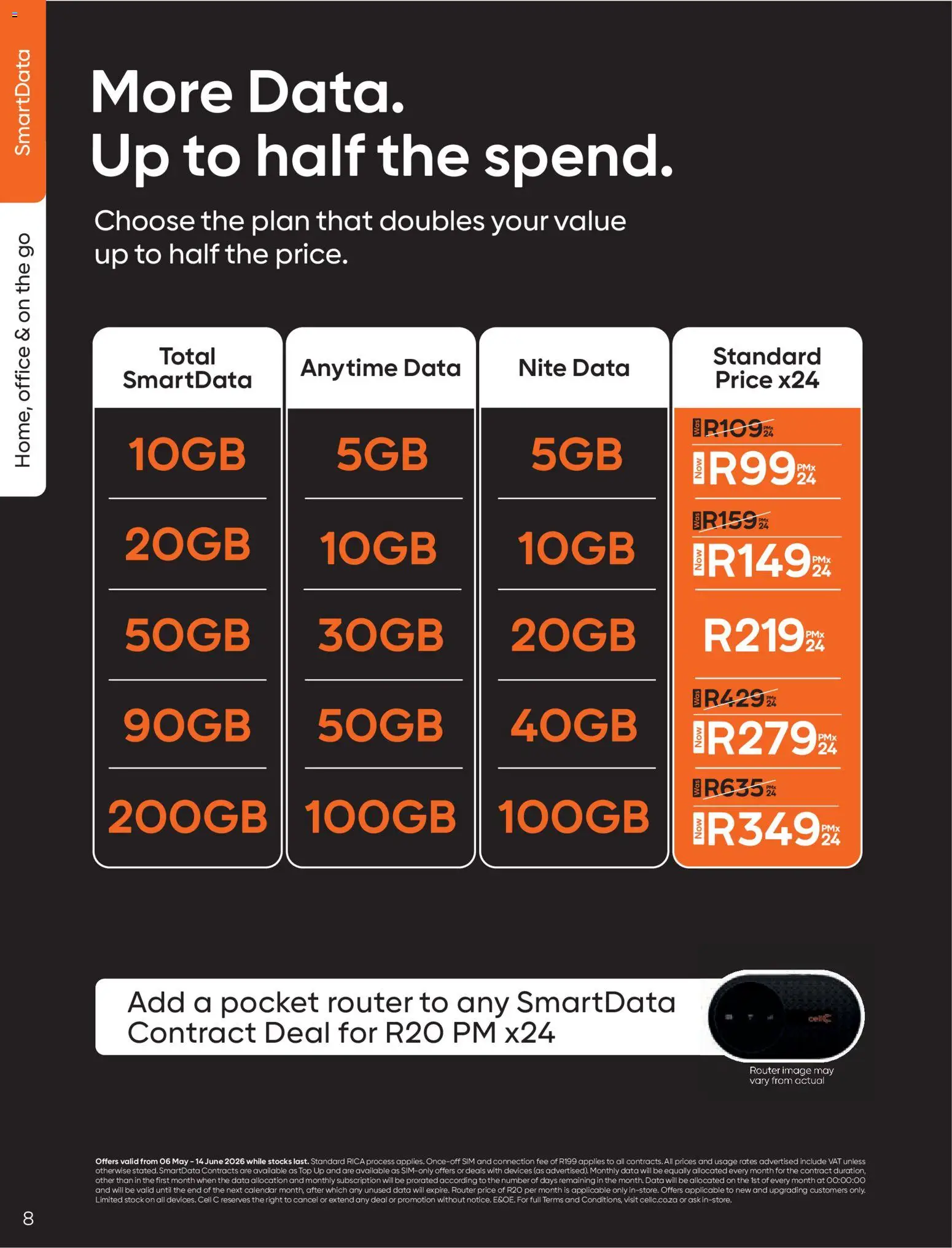 New Cell C catalogue – valid from 06.05.2026 | Page: 10 | Products: Data, Sim, Router, Stock