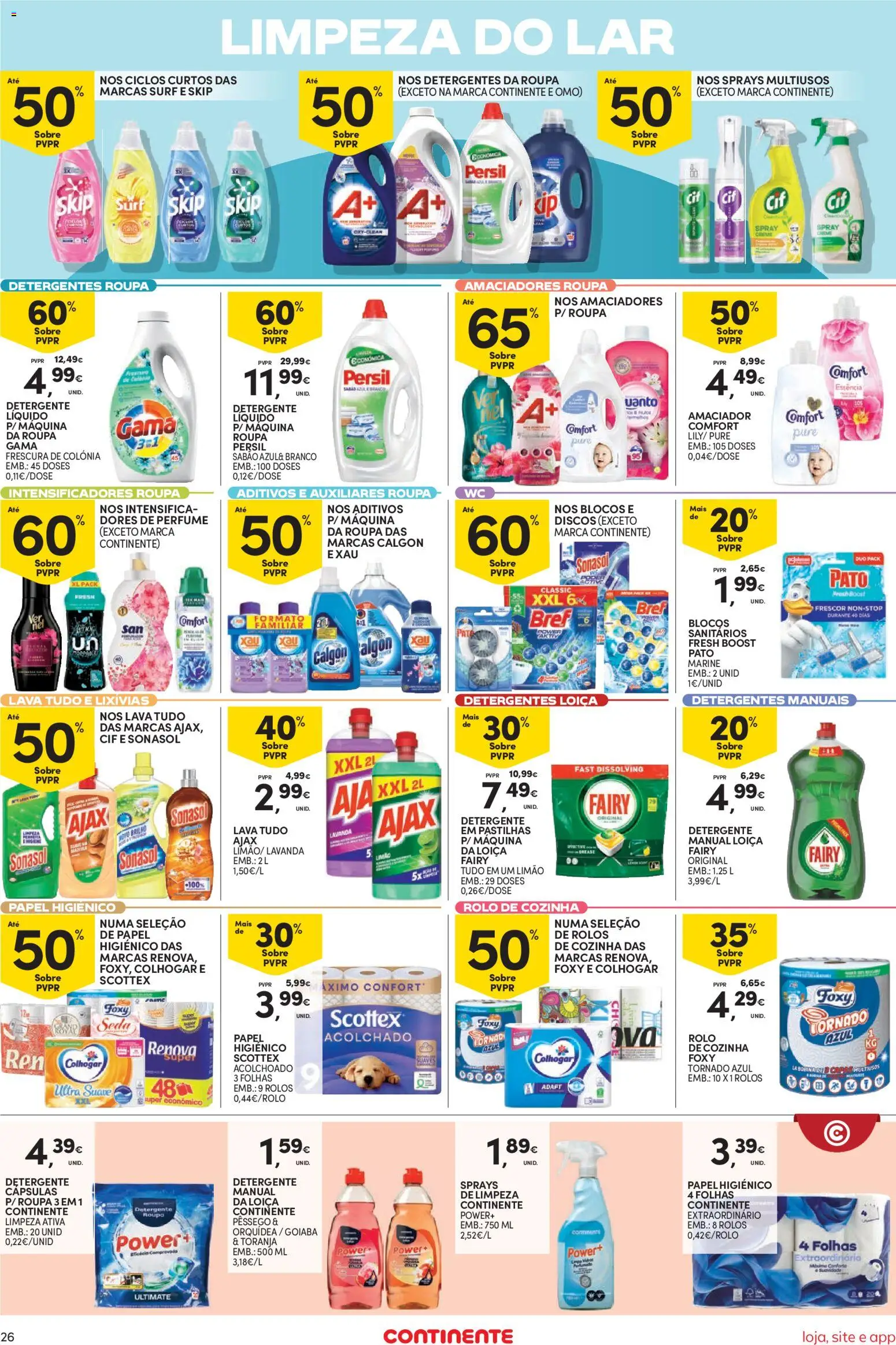Continente Semanal Continente Bom Dia │ válido de 21/07/2026 | Página: 26 | Produtos: Sabão, Detergente, Mesa, Persil
