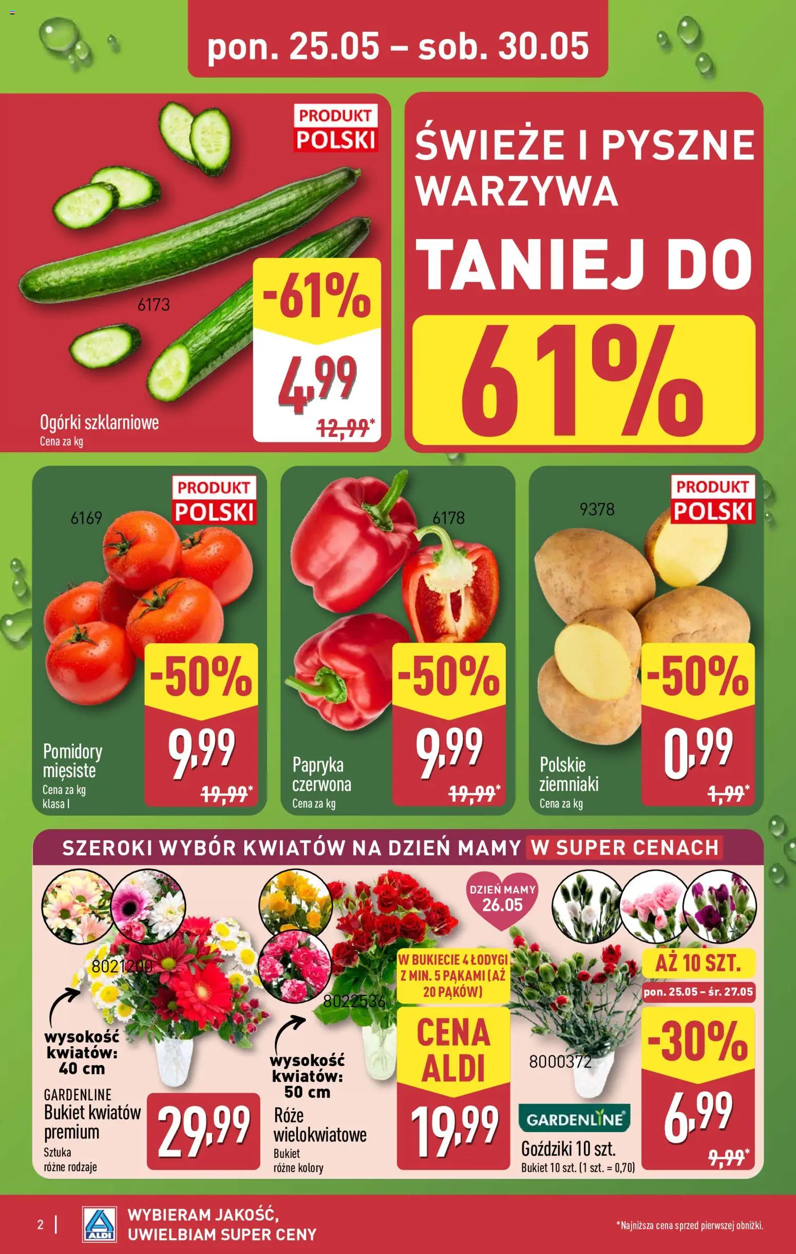 Aldi gazetka od 25.05.2026 | Strona: 2 | Produkty: Papryka, Pomidory, Ziemniaki, Warzywa