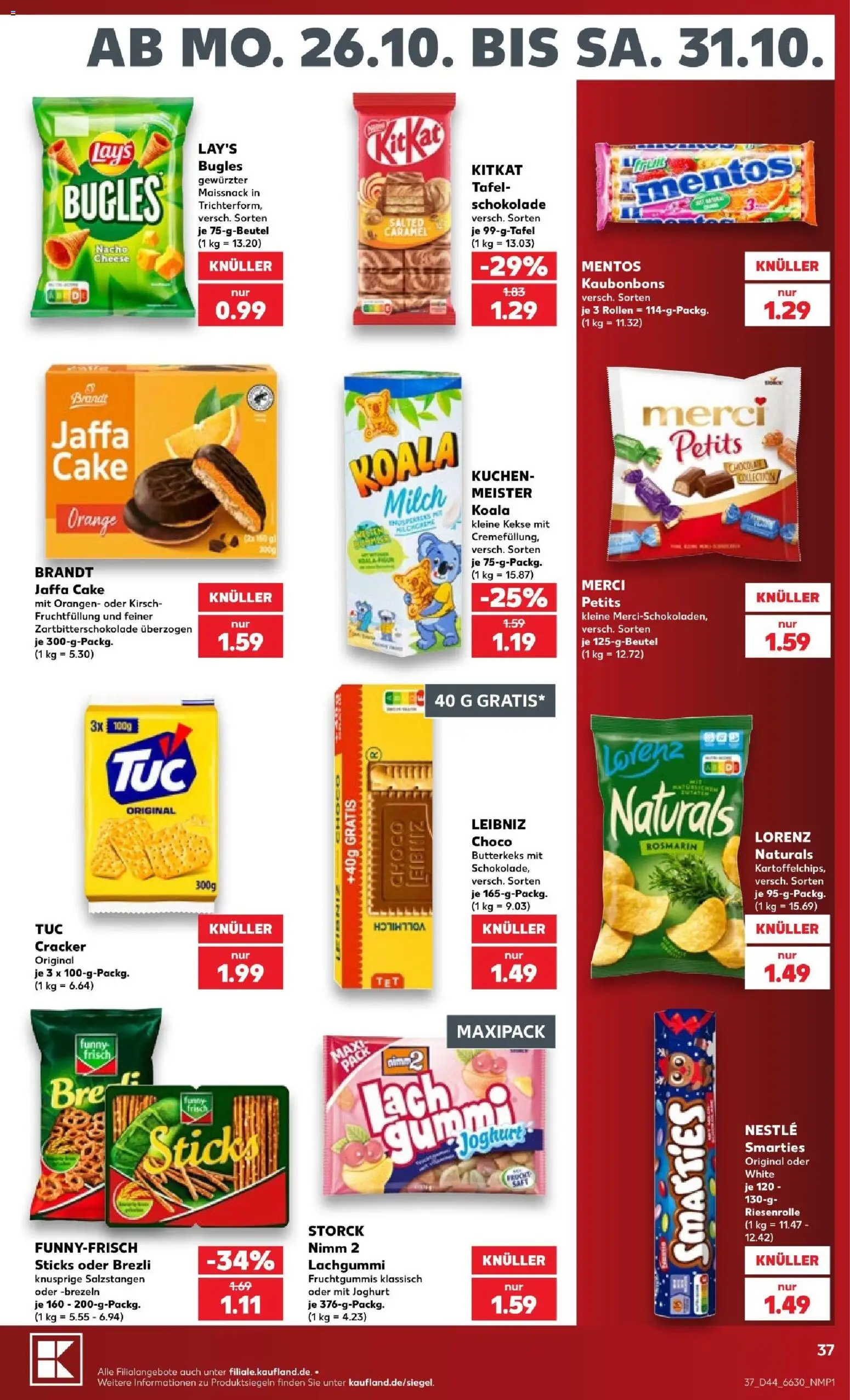Kaufland Prospekt Köln – gültig ab 25.10.2026 | Seite: 37 | Produkte: Merci, Funny frisch, Orangen, Kekse