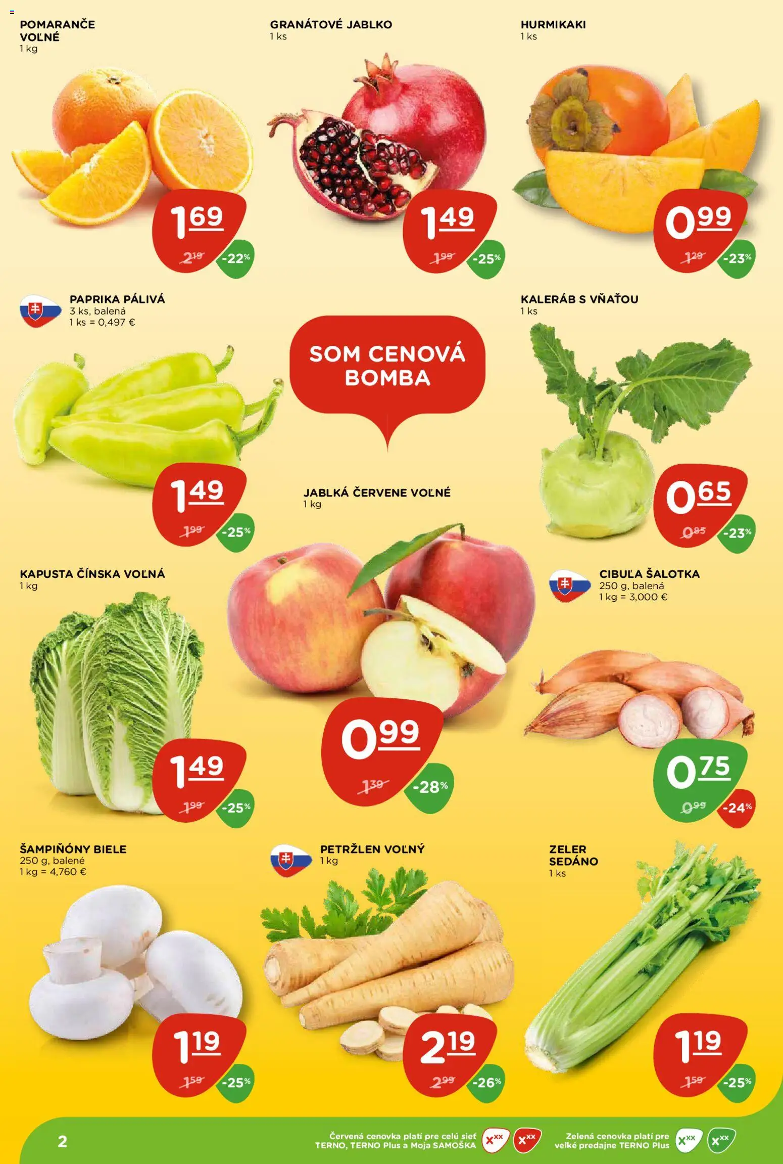 Nové Terno akcie – leták je platný od 15.10.2026 | Strana: 2 | Produkty: Paprika, Kapusta, Petržlen, Zeler