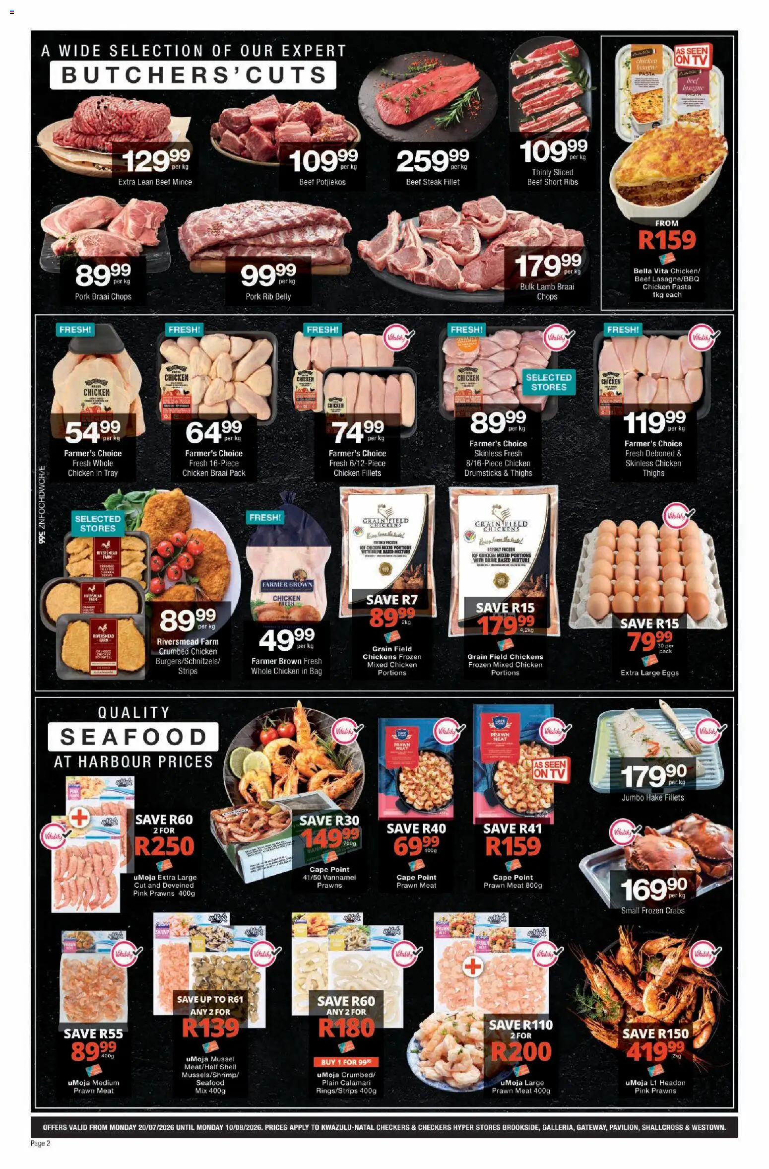 New Checkers catalogue – valid from 20/07/2026 | Page: 2 | Products: Steak, Ribs, Eggs, Chicken