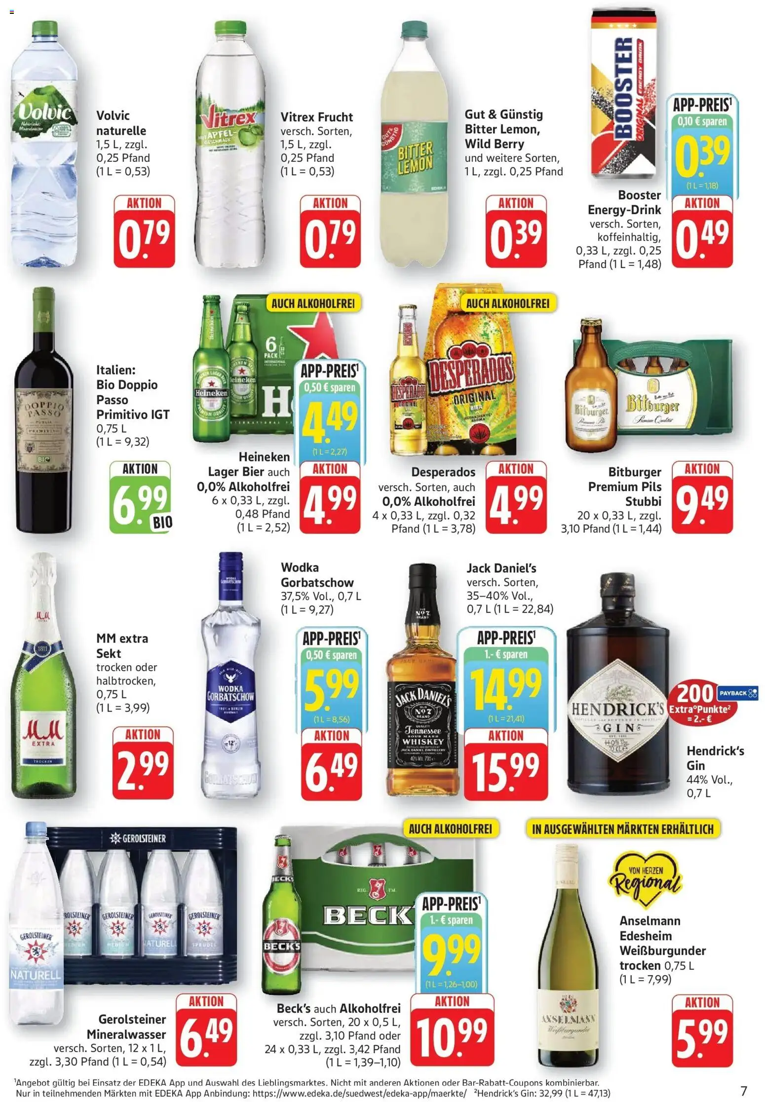 Edeka prospekt Kröppen – gültig ab 08.06.2026 | Seite: 7 | Produkte: Jack Daniel's, Heineken, Desperados, Vodka