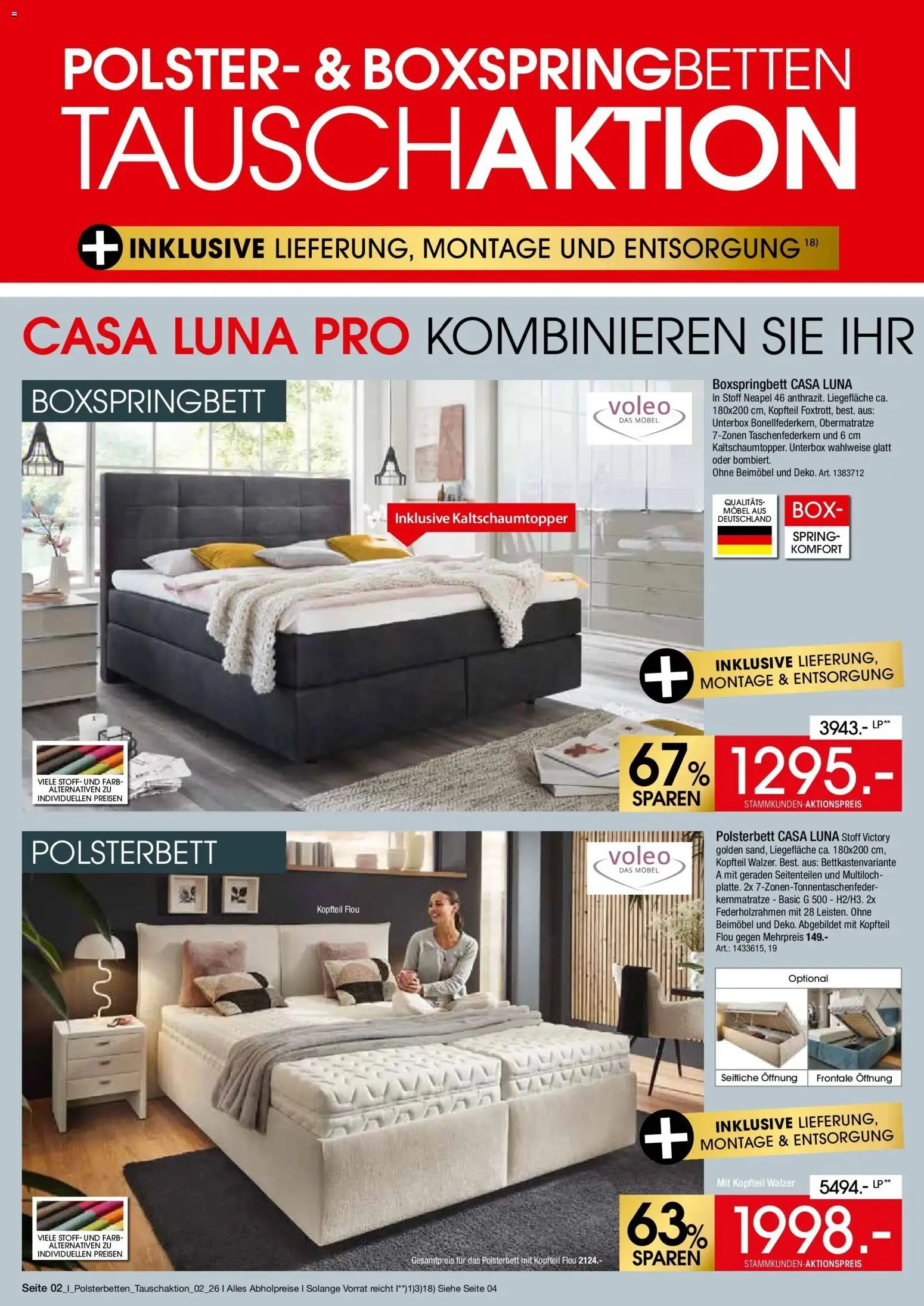 Zurbrüggen Polster-Spezial – gültig ab 27.06.2026 | Seite: 2 | Produkte: Boxspringbett, Polsterbett, Box
