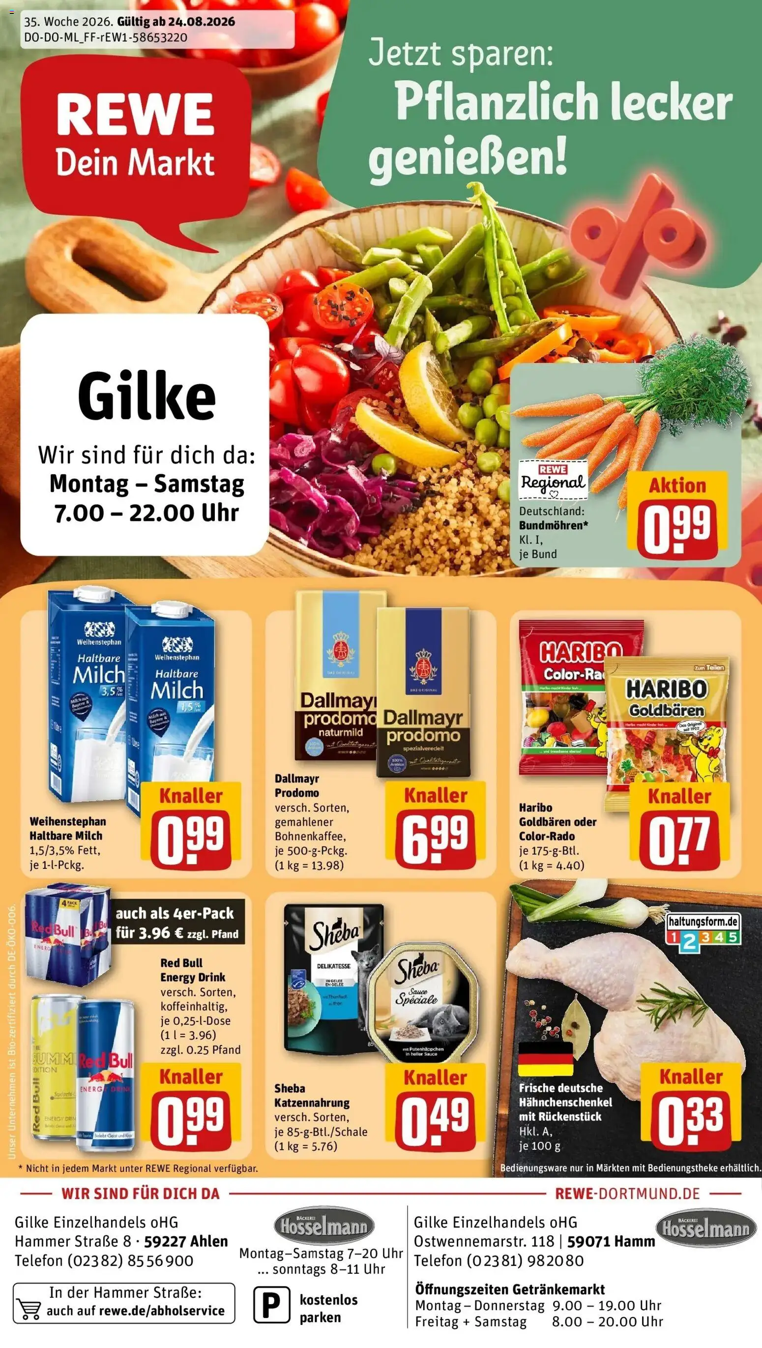REWE Prospekt ab 24.08.2026 zum Blättern » Angebote | Seite: 1 | Produkte: Sheba, Haribo, Haltbare milch, Telefon