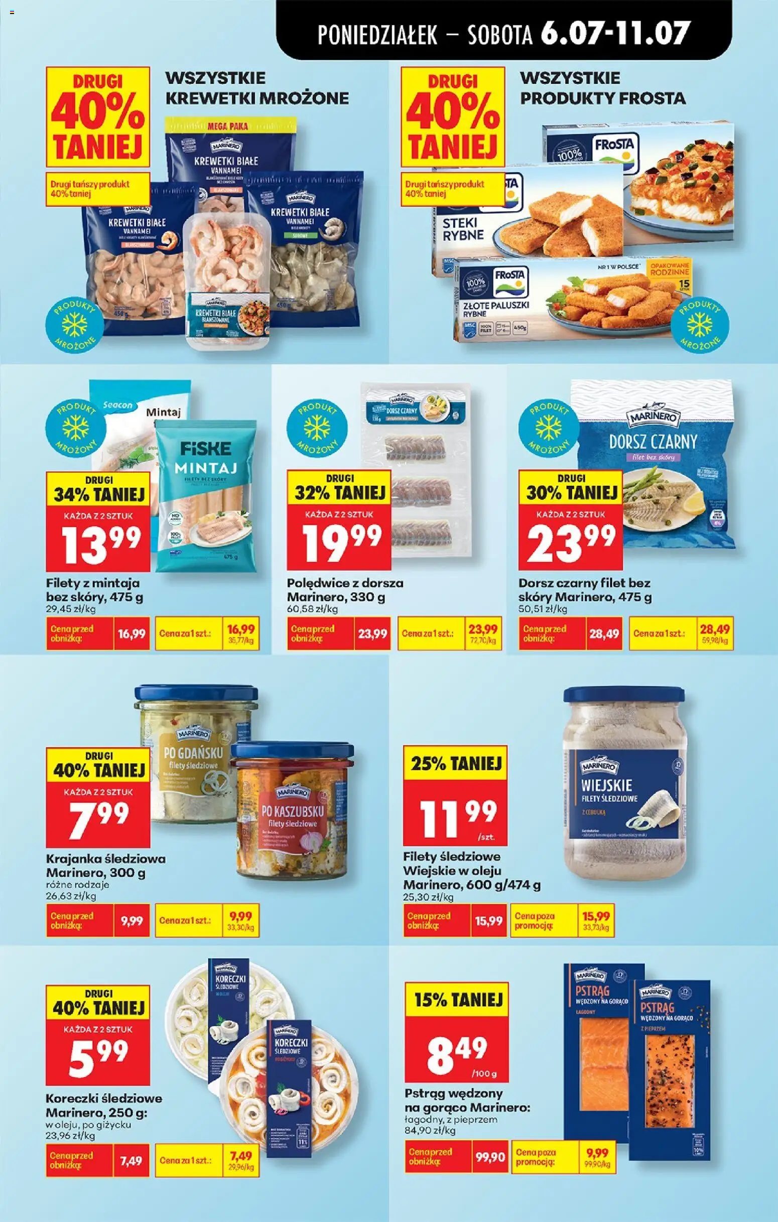 Biedronka gazetka od poniedziałku od 06.07.2026 | Strona: 35 | Produkty: Steki, Pstrąg, Mintaj, Paluszki
