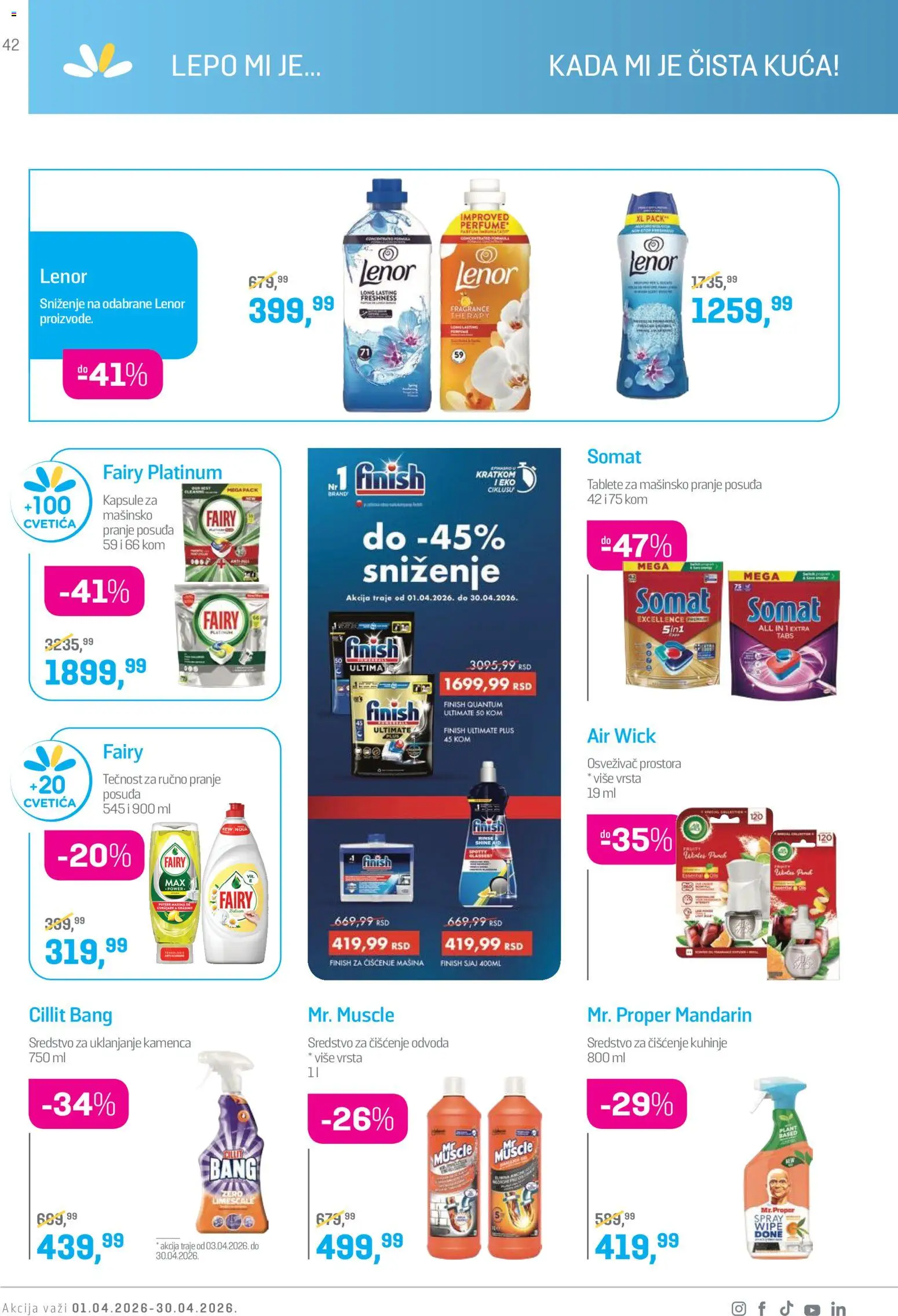 Lilly drogerie katalog - važi od 01.04.2026 | Strana: 42 | Proizvode: Cillit Bang, Kapsule, Finish, Air wick
