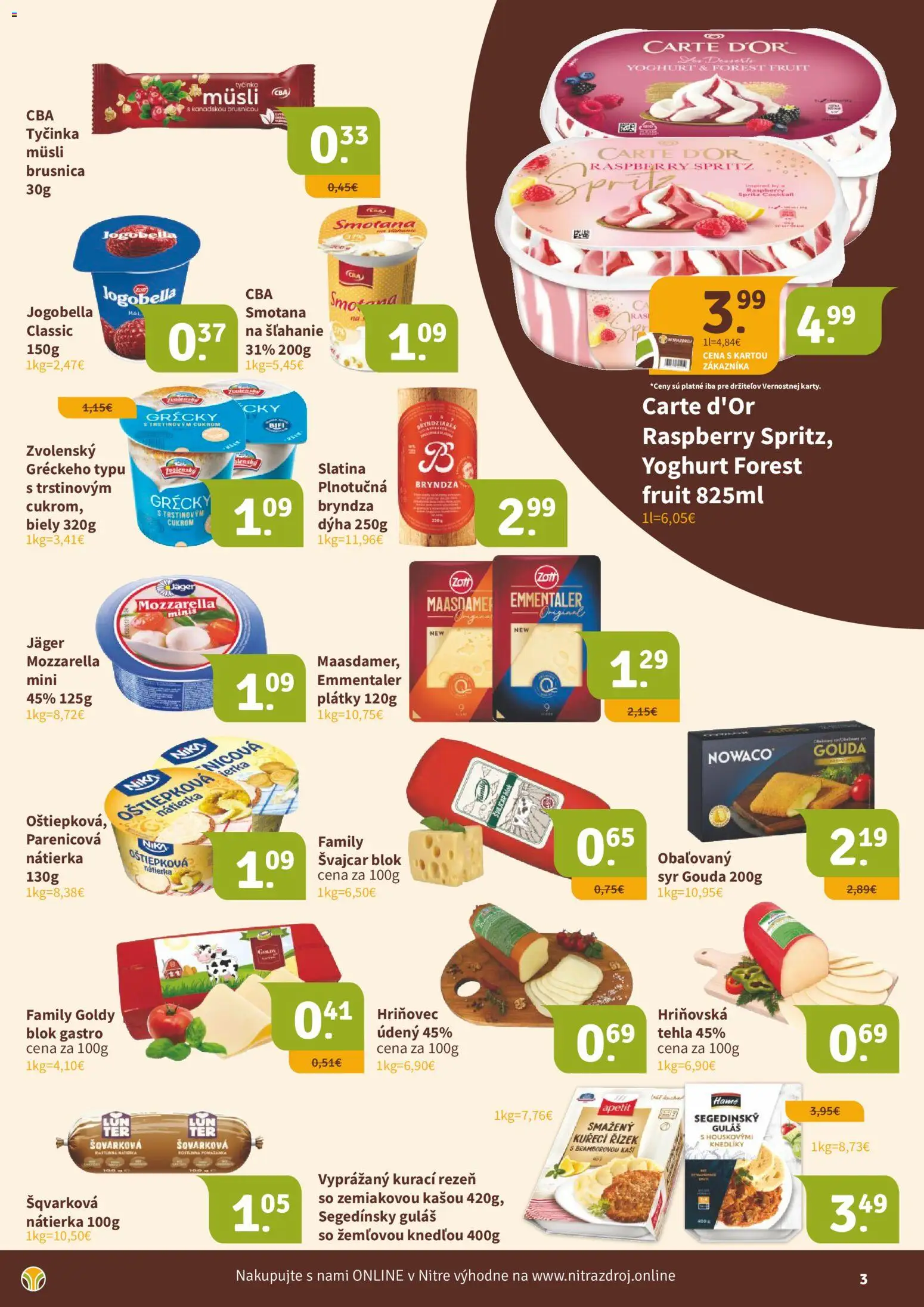 Nové Nitrazdroj akcie – leták je platný od 18.09.2026 | Strana: 3 | Produkty: Smotana, Gouda, Nátierka, Bryndza