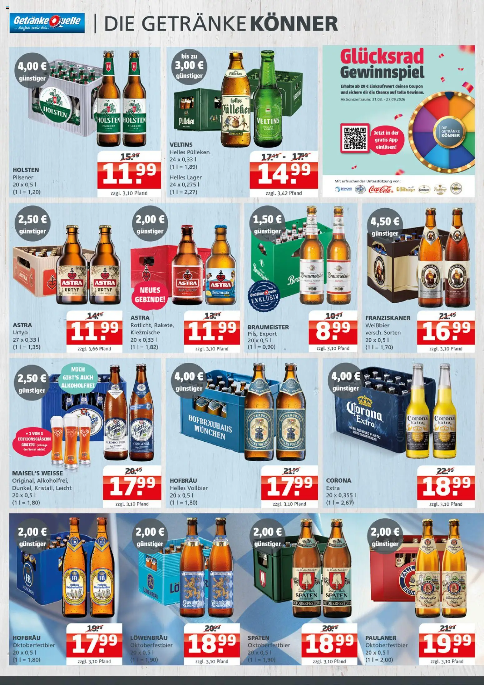 Getränke Quelle Prospekt – gültig ab 14.09.2026 | Seite: 2 | Produkte: Helles pulleken, Holsten, Paulaner, Veltins
