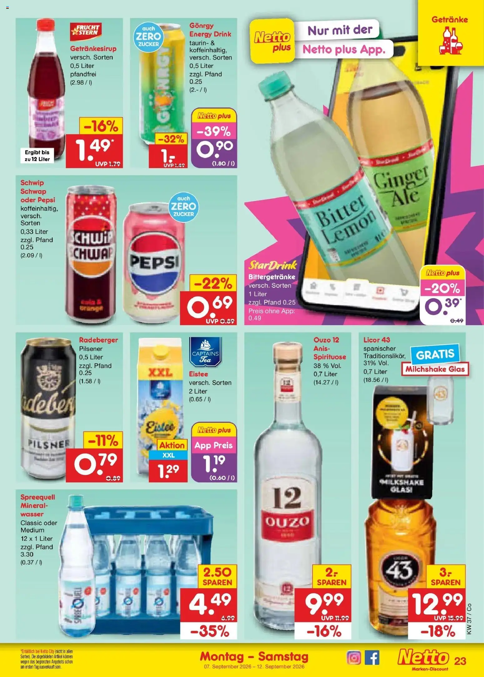 Netto Marken-Discount Prospekt Leipzig – gültig ab 07.09.2026 | Seite: 31 | Produkte: Ouzo 12, Ouzo, Zucker, Pepsi