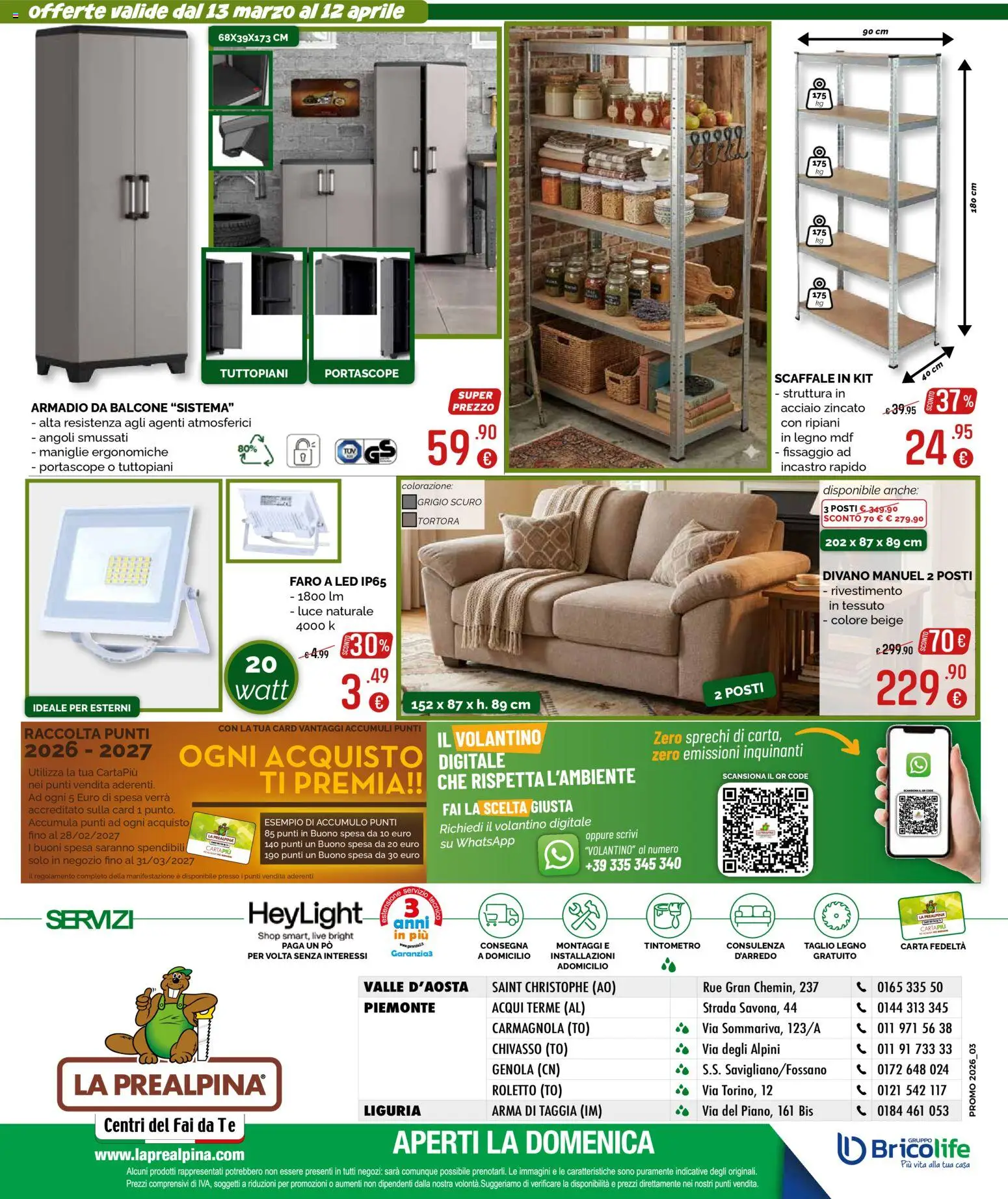 Volantino La Prealpina del 13.03.2026 | Pagina: 8 | Prodotti: Tè, Scaffale, Armadio, Divano