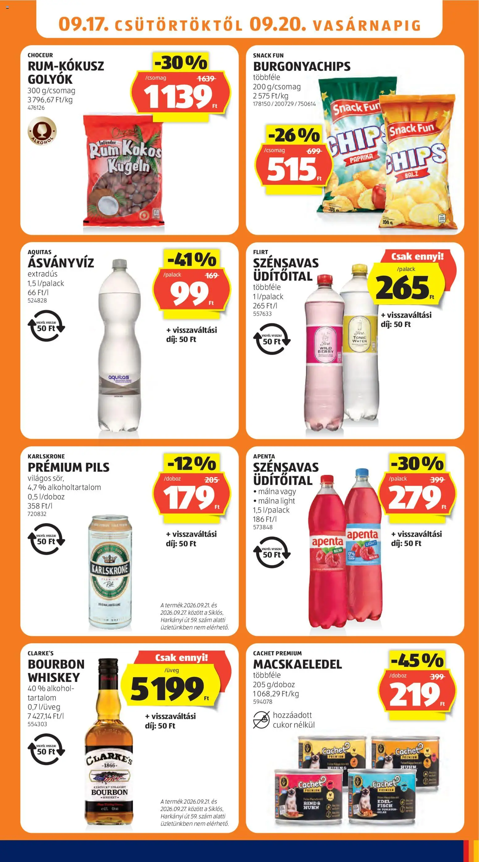 Aldi akciós ujság - amely érvényes a következő dátumtól: 2026.09.17. | Oldal: 15 | Termékek: Üdítőital, Whiskey, Bourbon, Ásványvíz