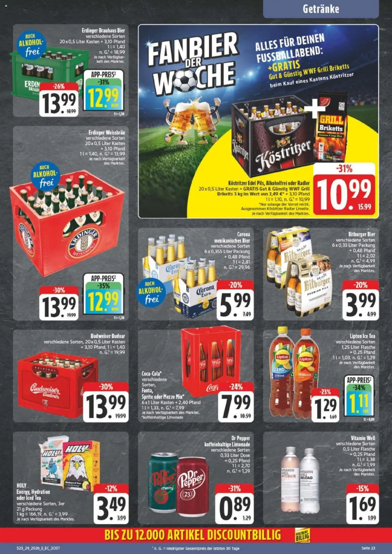 Edeka Prospekt Verrückter Preis – gültig ab 13.07.2026 | Seite: 23 | Produkte: Sprite, Pils, Limonade, Radler