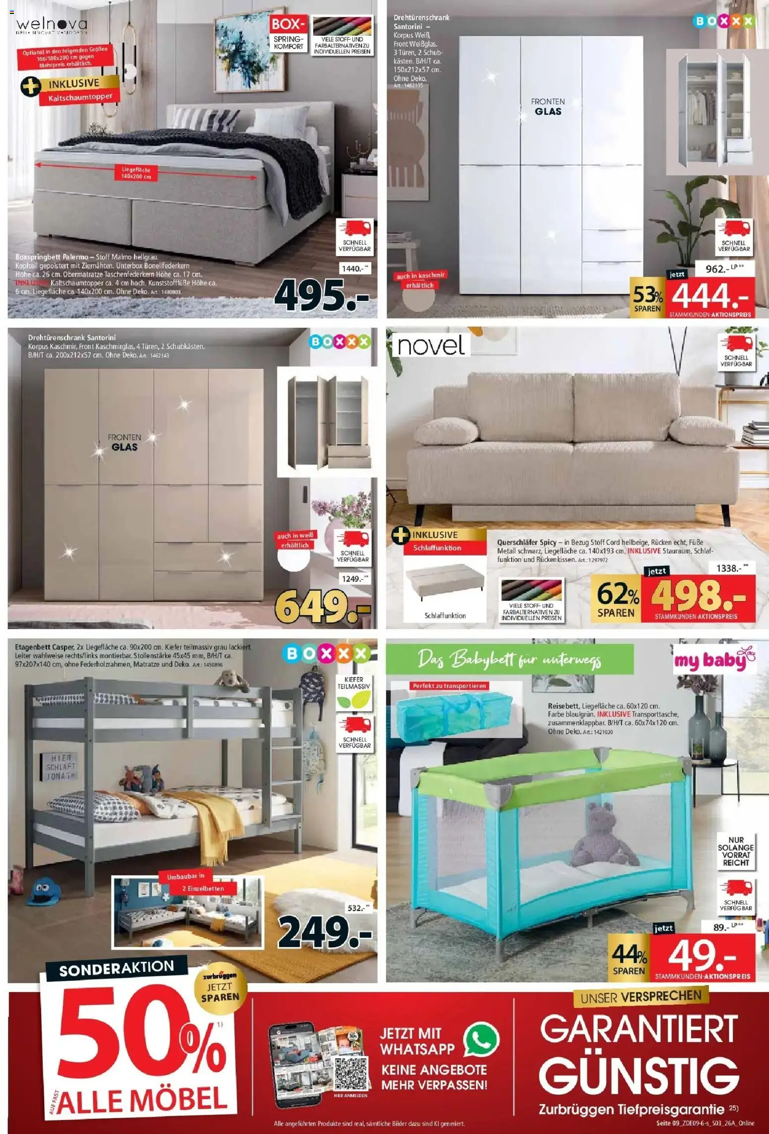 Zurbrüggen Prime Shopping week (ab 05.09.2026) zum Blättern | Seite: 13 | Produkte: Drehtürenschrank, Boxspringbett, Babybett, Bilder