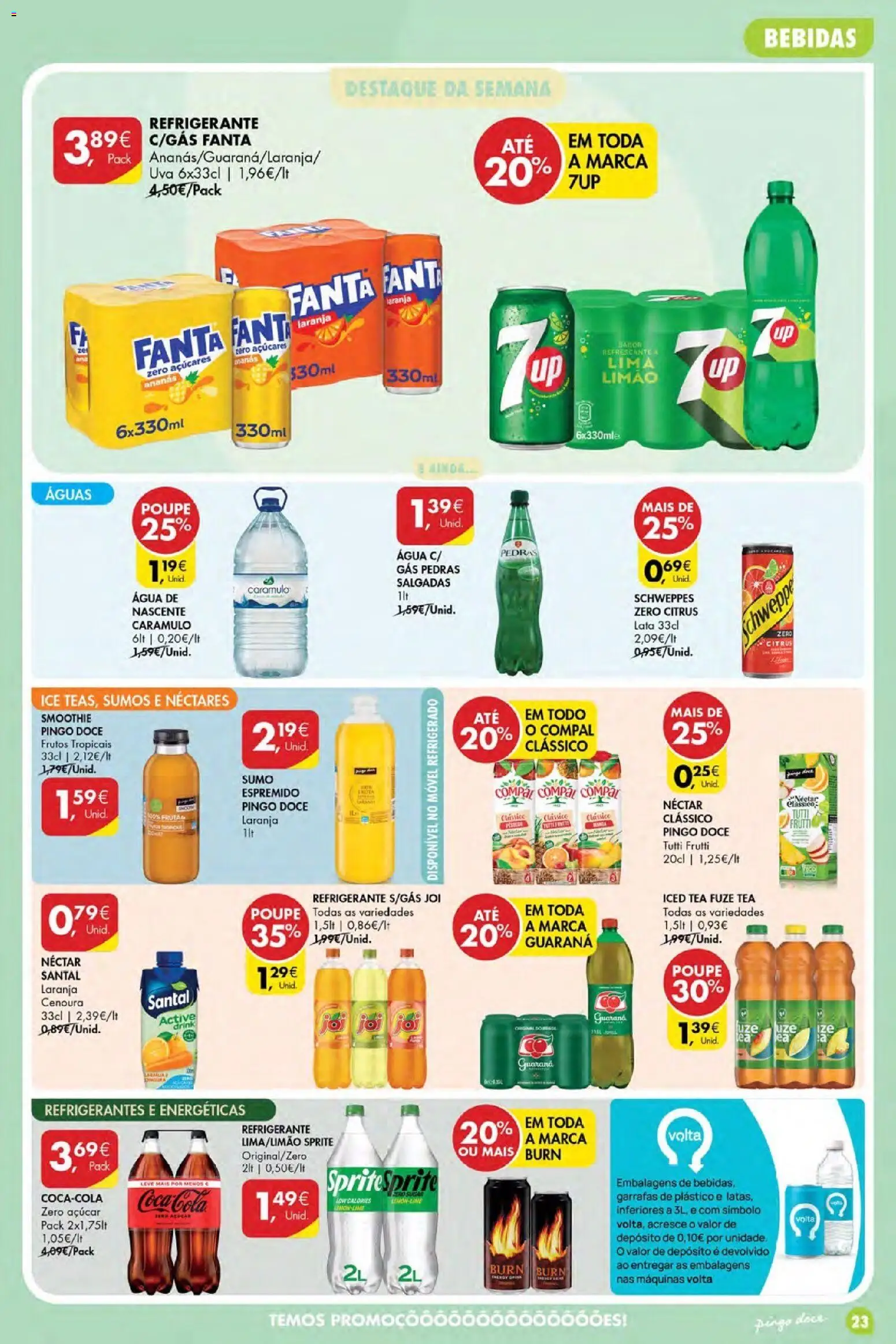 Pingo Doce Poupe Esta Semana Açores │ válido de 04.06.2026 | Página: 23 | Produtos: Agua, Sumo, Açúcar, Água com gás