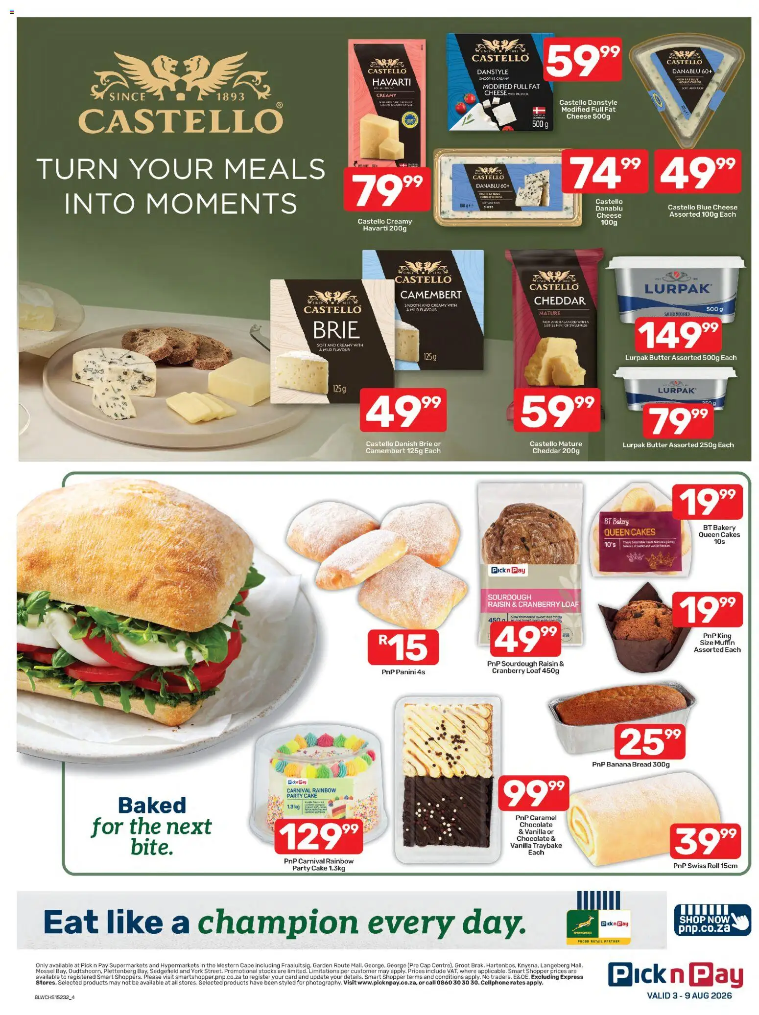 New Pick n Pay catalogue – valid from 03/08/2026 | Page: 4 | Products: Cap, Bakery, Chocolate, Caramel