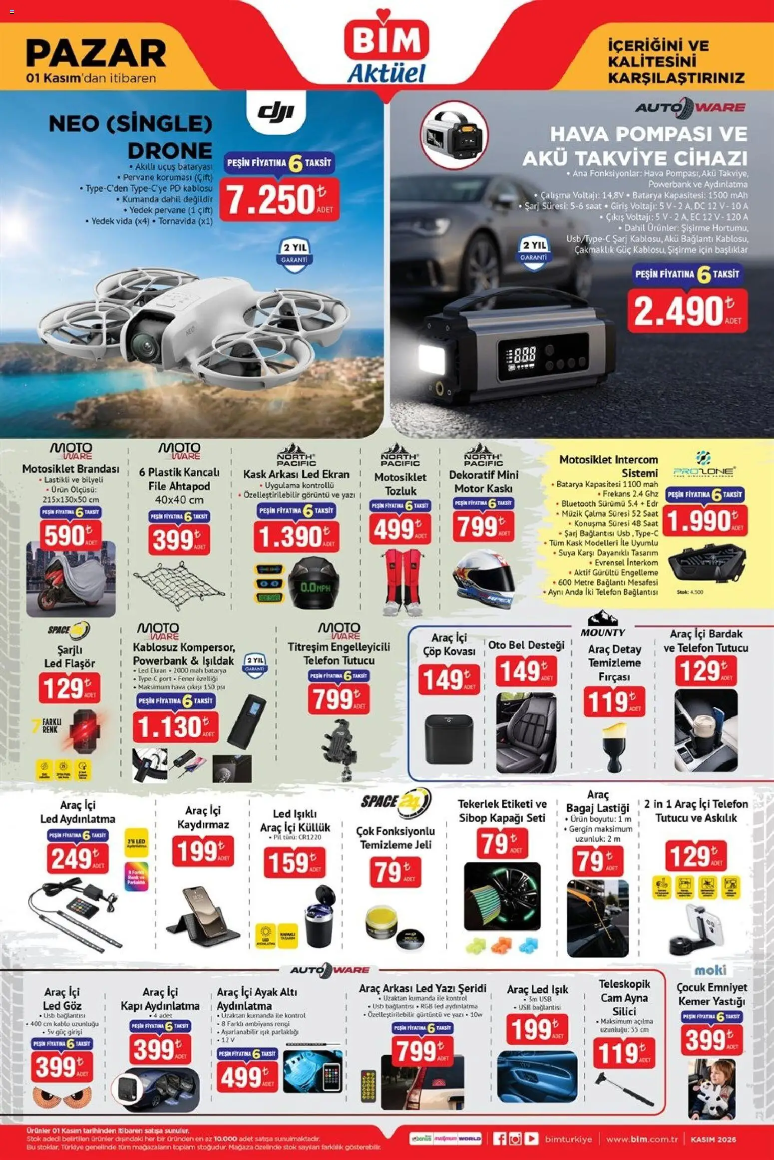 BİM - Katalog Pazar - 01 Kasım 2026 tarihinden itibaren geçerlidir | Sayfa: 4 | Ürünler: Kemer, Telefon, Kablo, USB