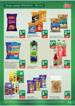 ČIA MARKET leidinys galioja nuo 2026.09.01 | Puslapis: 13 | Prekių: Riešutai, Vištienos, Užkandžiai, Traškučiai