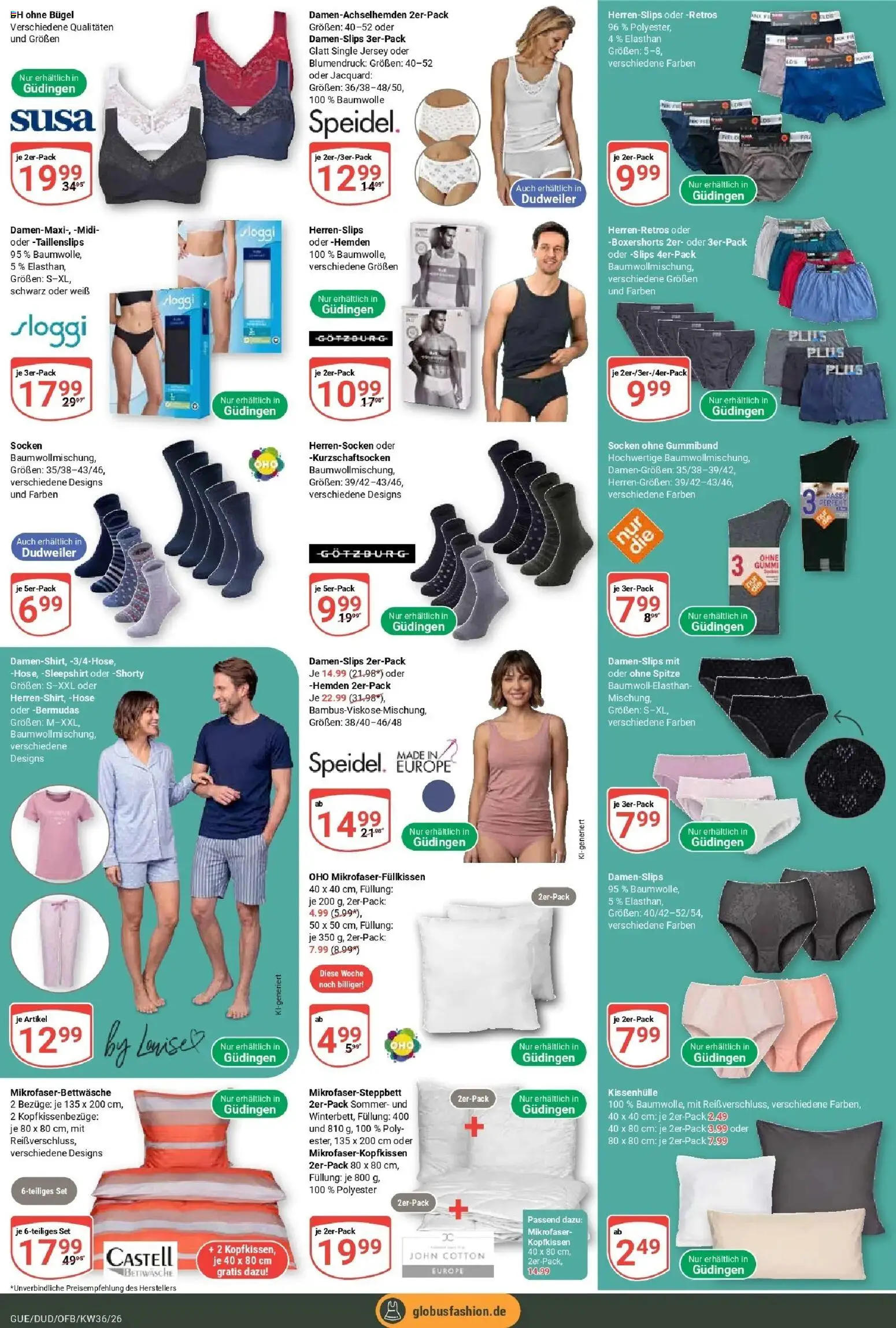 Globus Prospekt Saarbrücken-Dudweiler (ab 31.08.2026) » Angebote online | Seite: 30 | Produkte: Bettwäsche, Kopfkissen, Hose, Socken