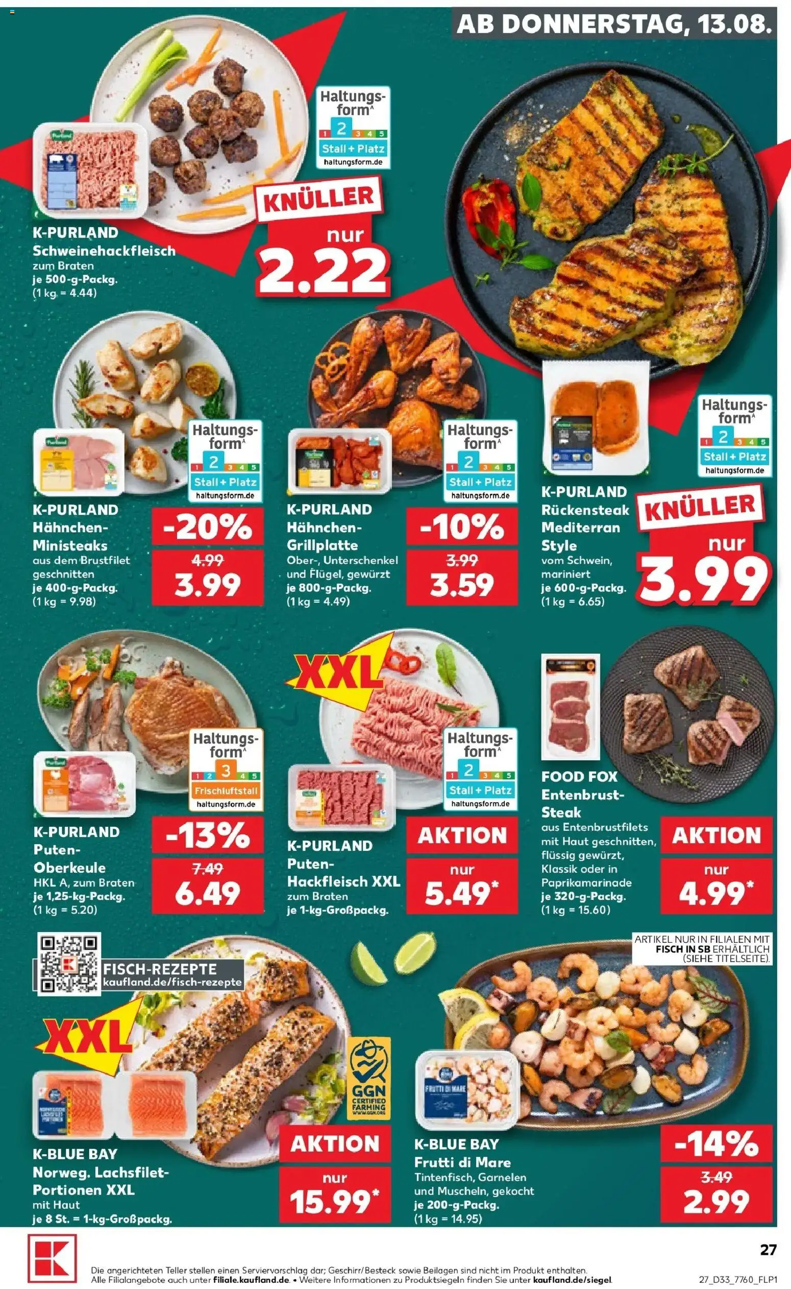 Prospekt Kaufland ab 10.08.2026 » Angebote Online zum Blättern | Seite: 36 | Produkte: Beilagen, Hahnchen, Fisch, Hackfleisch